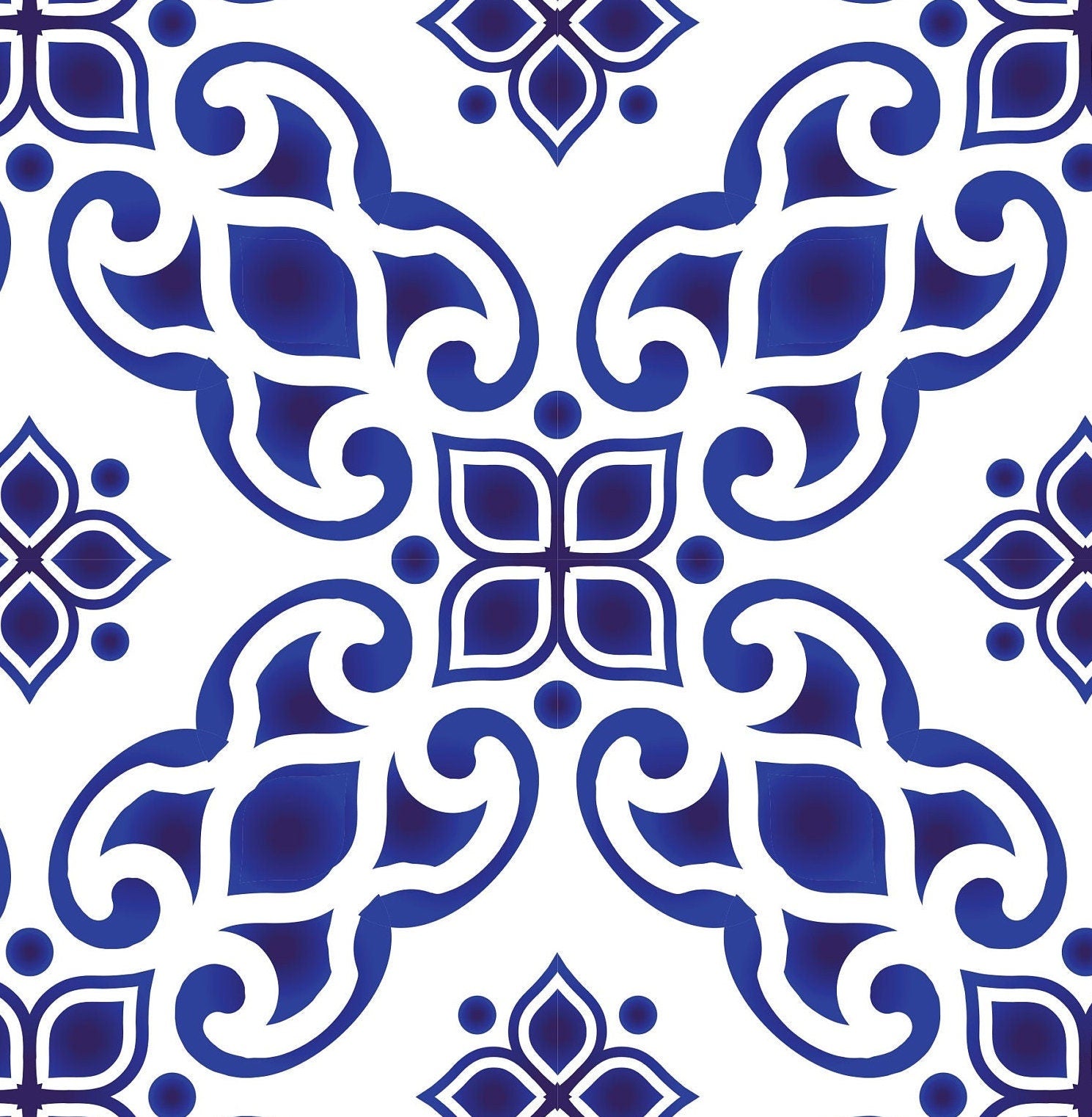 Blue Geometric Illustrations Decoupage Paper for Furniture - Large Rice Paper Decoupage - Vintage Patterns for Decoupage