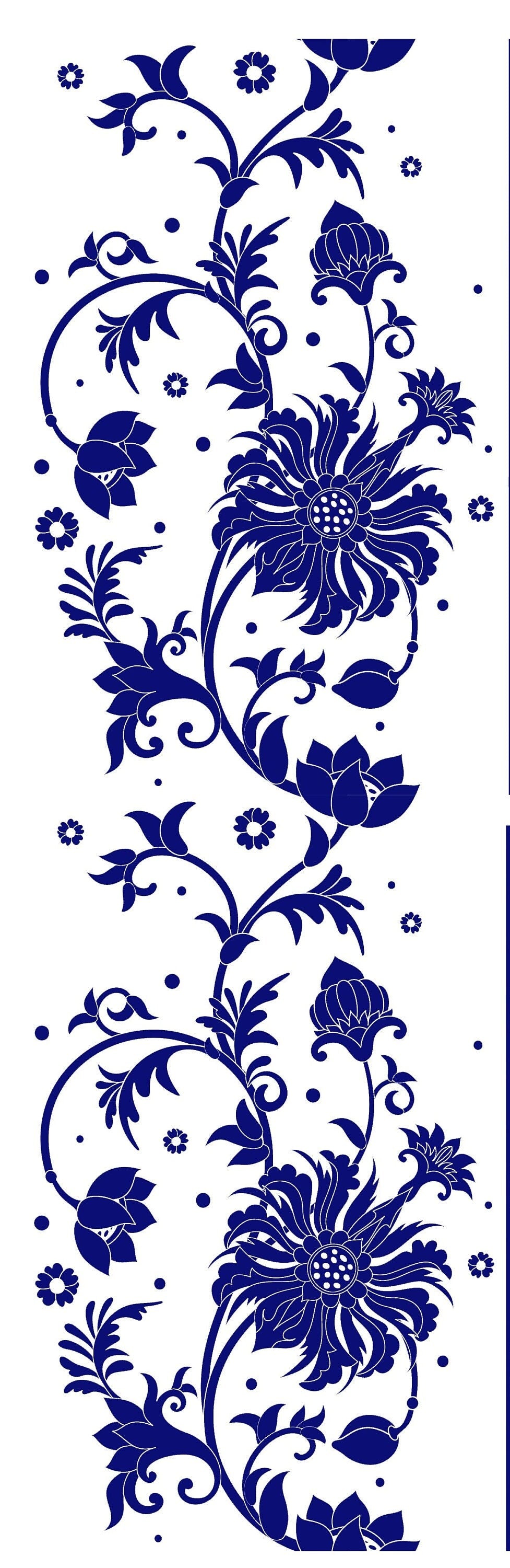 Blue Geometric Illustrations Decoupage Paper for Furniture - Large Rice Paper Decoupage - Vintage Bordure Patterns for Decoupage
