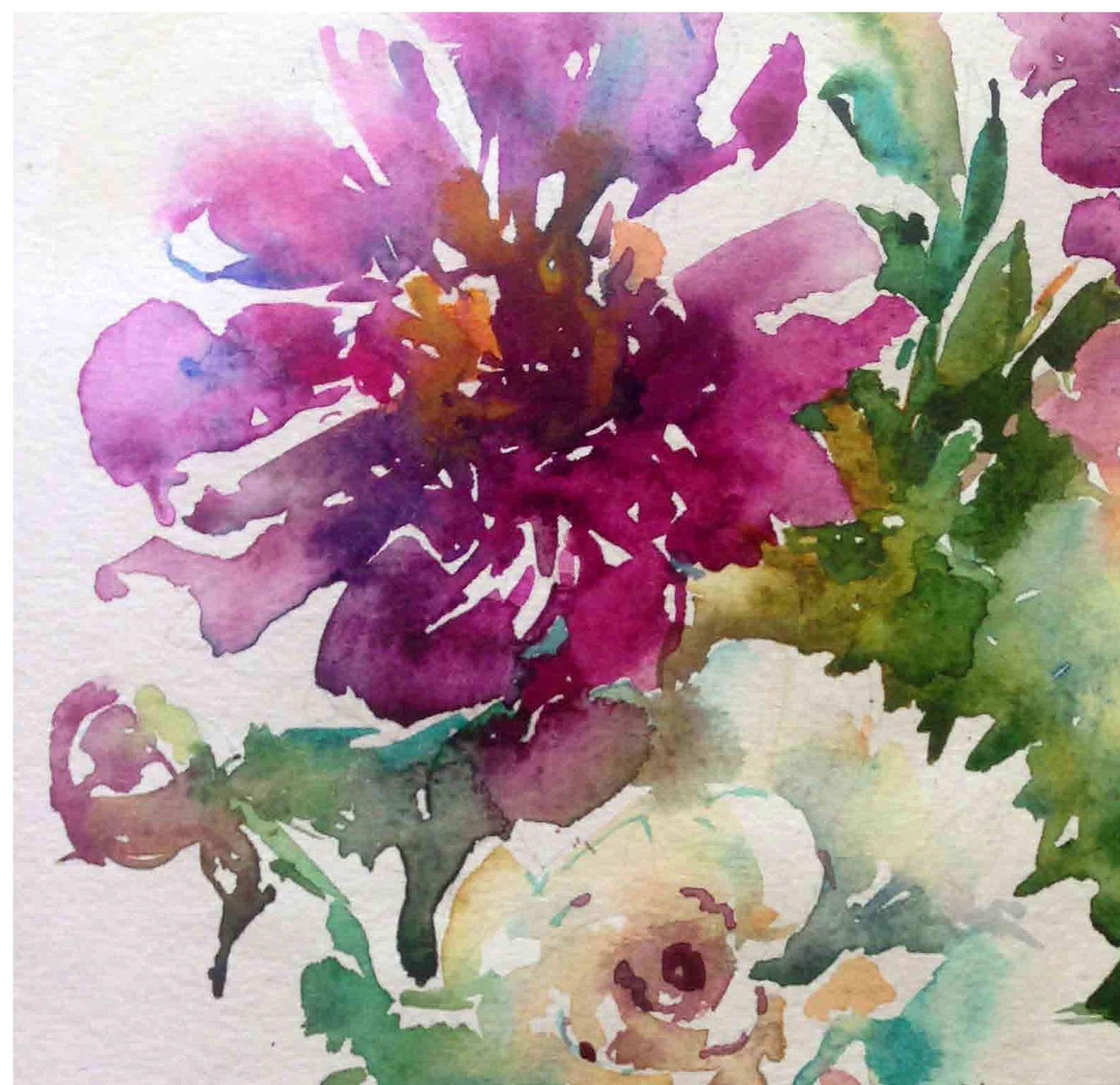 Colorful Flowers - Watercolor Floral Rice Paper - Vintage Decoupage Paper for Furniture - Large Flowers Decoupage Paper
