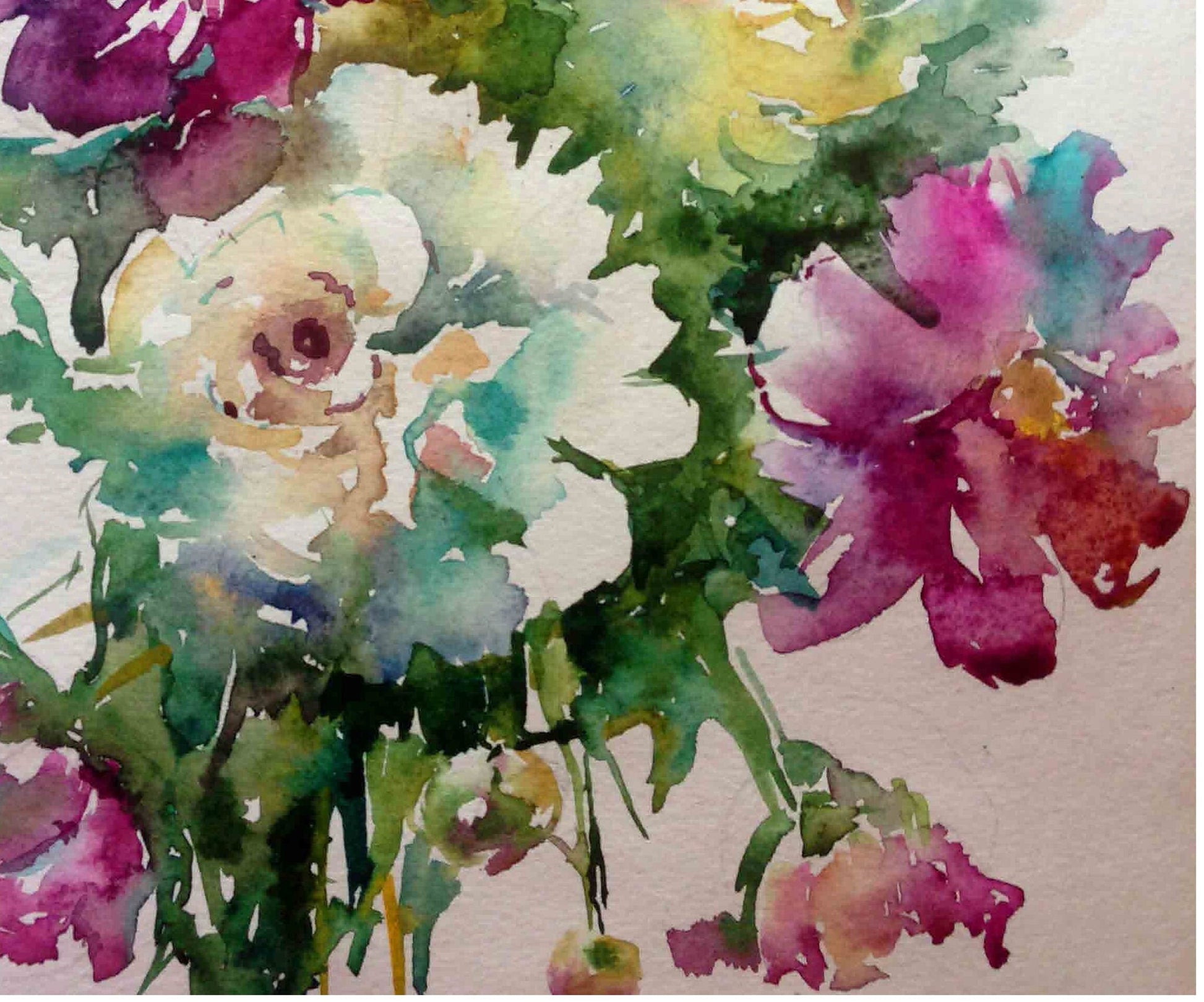 Colorful Flowers - Watercolor Floral Rice Paper - Vintage Decoupage Paper for Furniture - Large Flowers Decoupage Paper