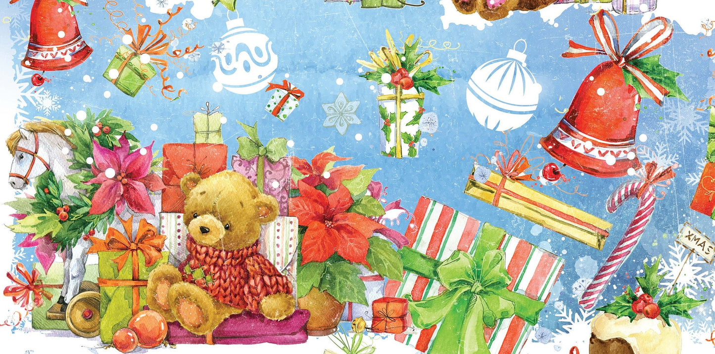 Christmas Santa Caribou - Teddy Bear - Dear Santa - Gift - Decorative Christmas Paper - Decoupage for Furniture - Large Size Options