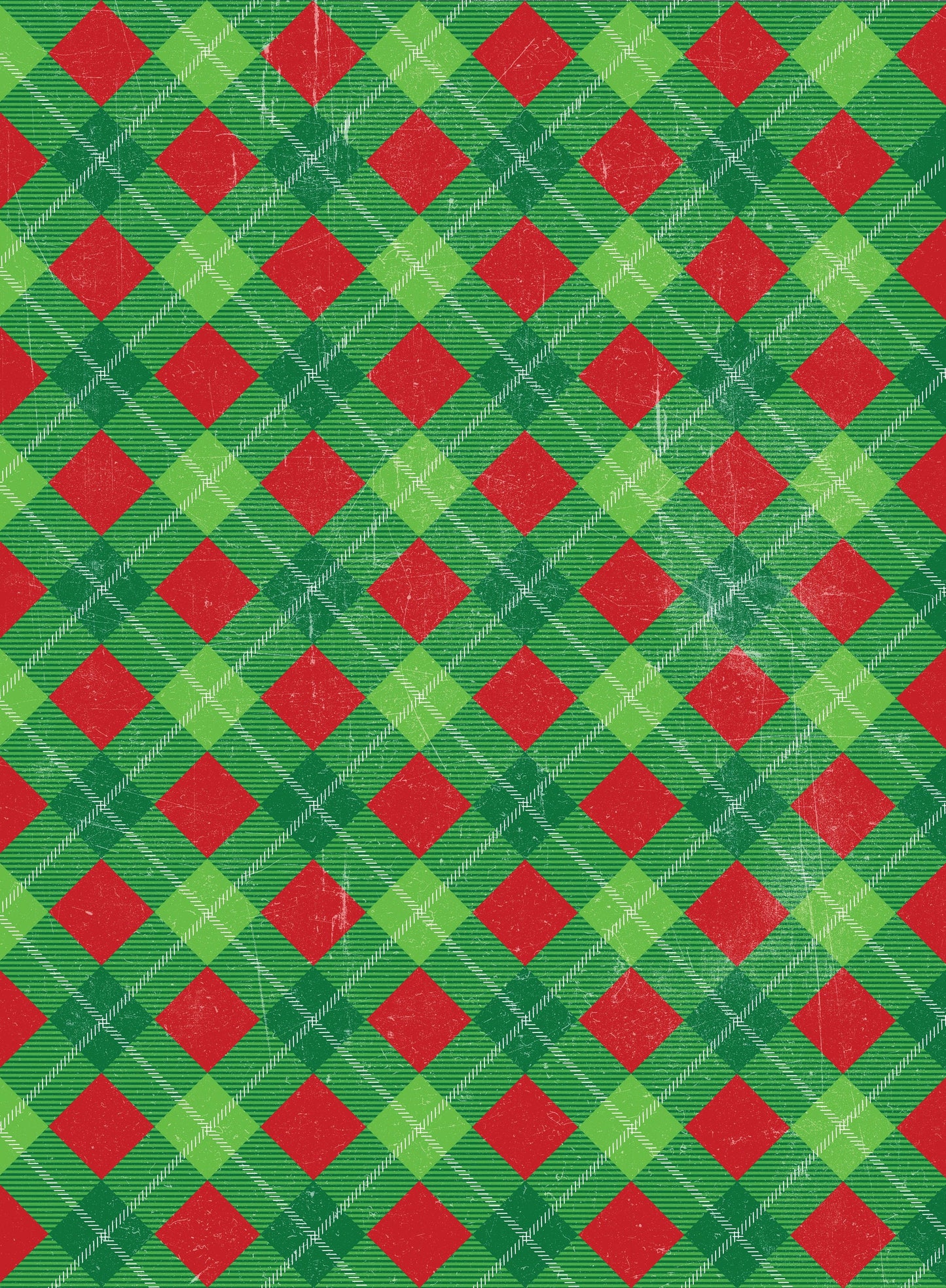 Merry Christmas - Red Diamond Pattern - Decorative Christmas Paper - Decoupage for Furniture - Large Size Options - Green & Red