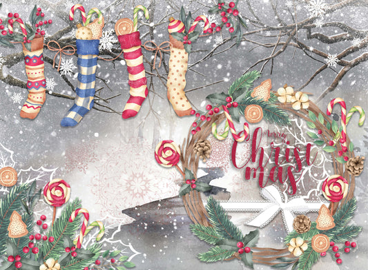 Merry Christmas - Decorative Christmas Paper - Decoupage for Furniture - Large Size Options