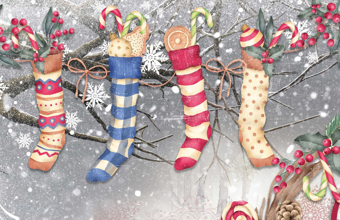Merry Christmas - Decorative Christmas Paper - Decoupage for Furniture - Large Size Options
