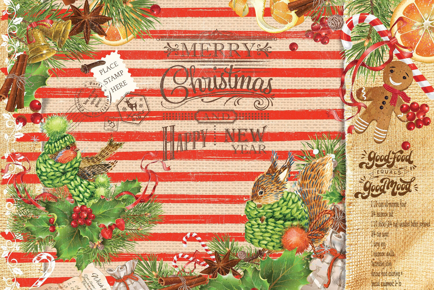 Merry Christmas - Decorative Christmas Paper - Decoupage for Furniture - Large Size Options