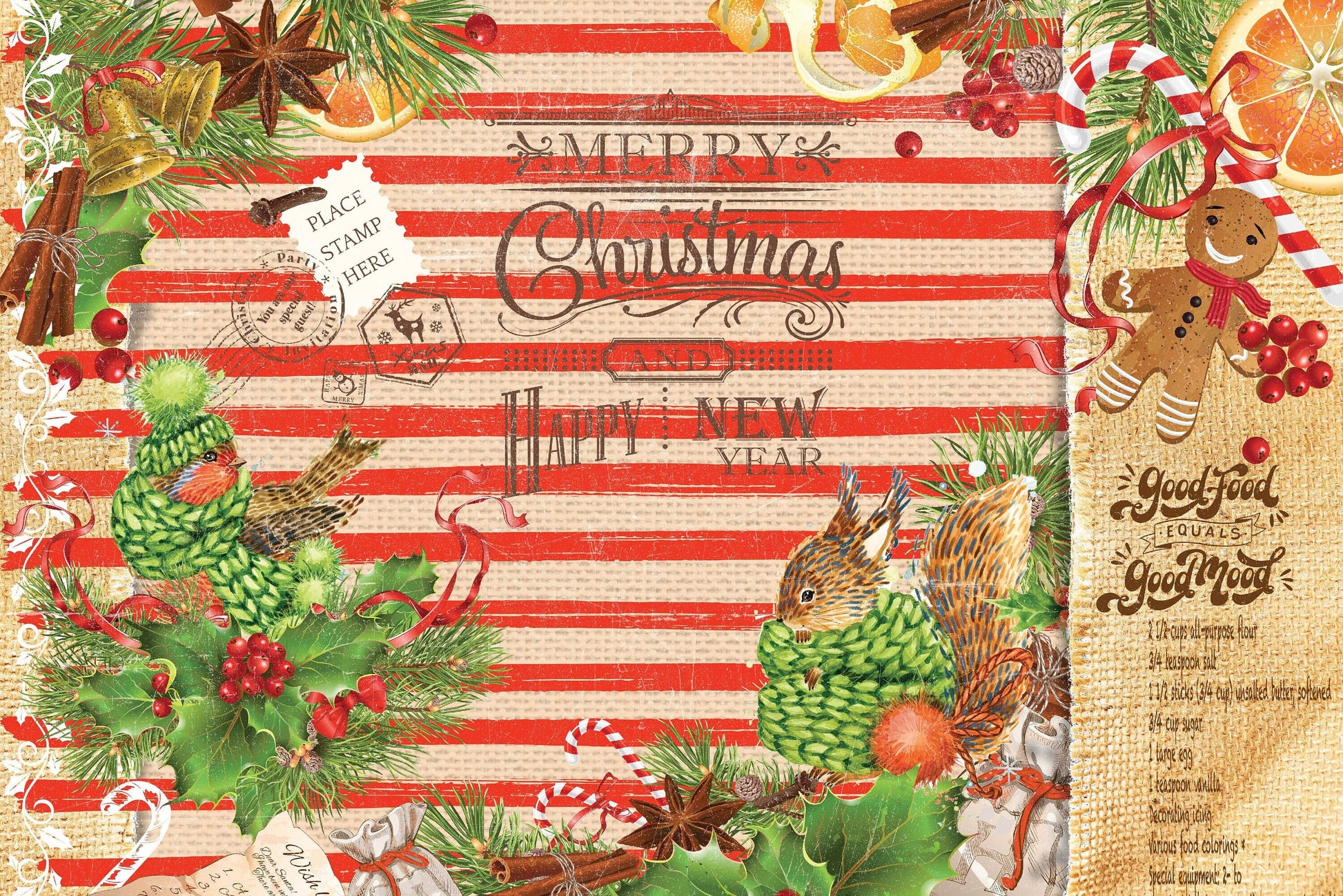 Merry Christmas - Decorative Christmas Paper - Decoupage for Furniture - Large Size Options