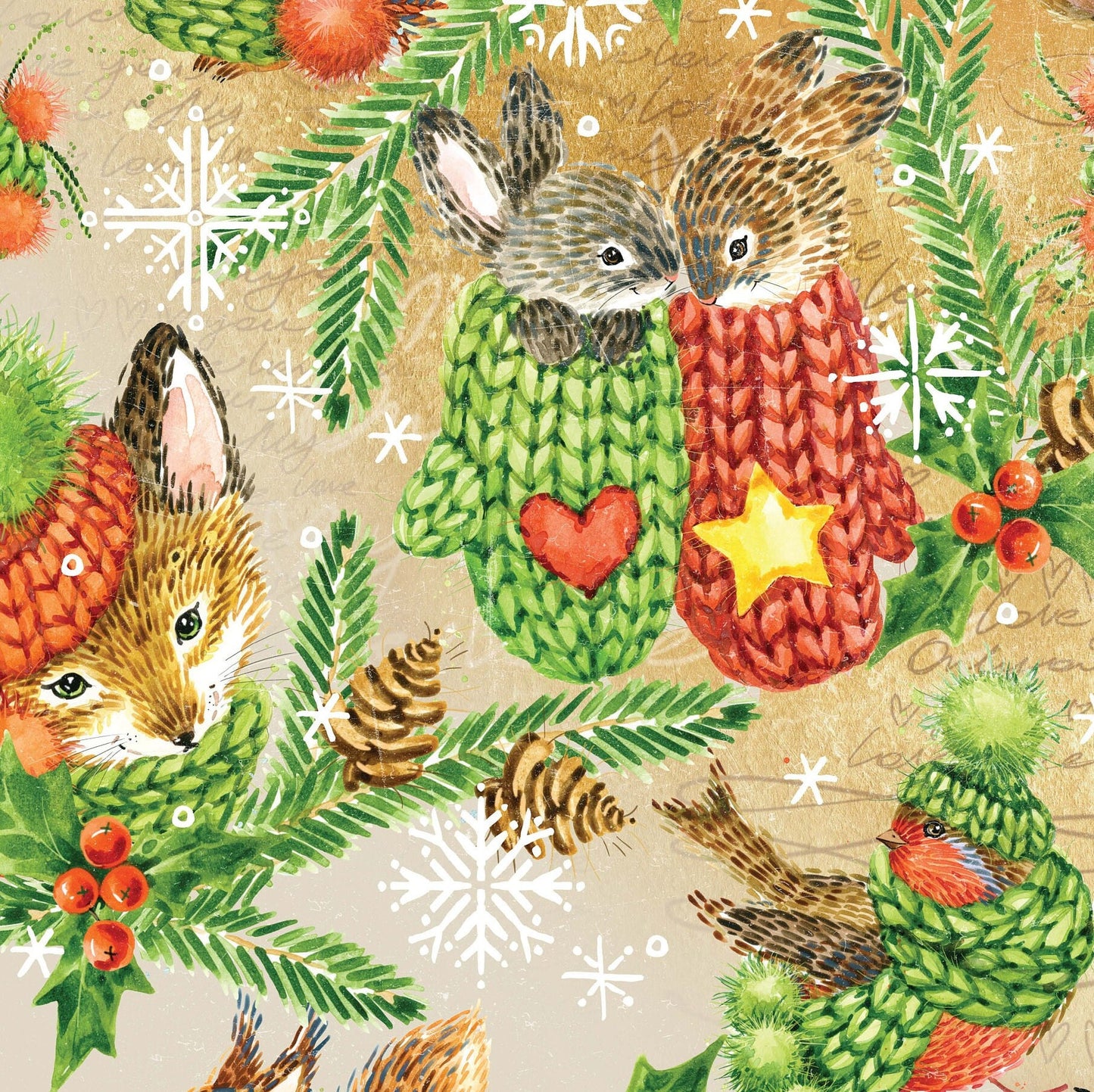 Merry Christmas - Decorative Christmas Paper - Decoupage for Furniture - Large Size Options