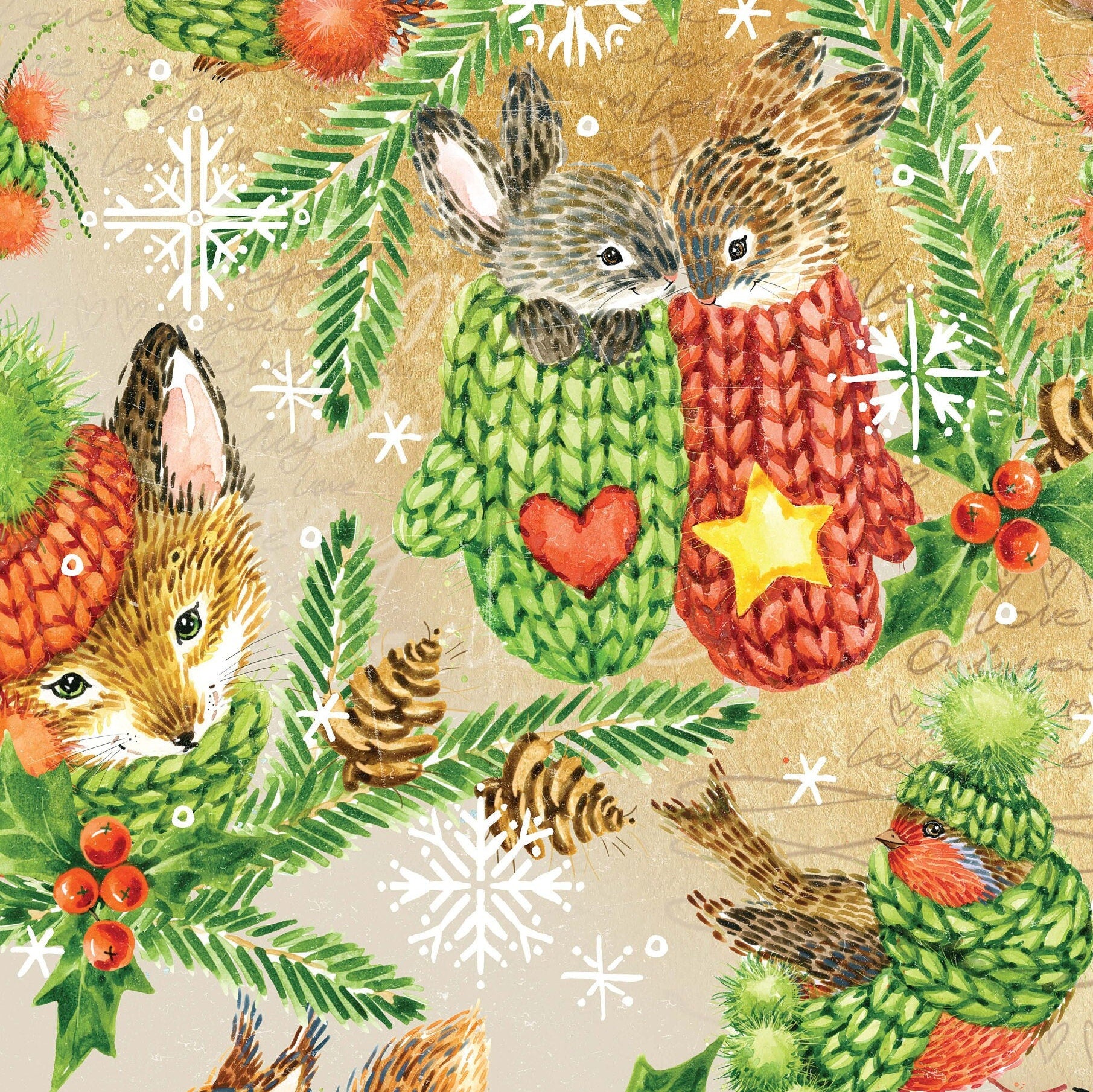 Merry Christmas - Decorative Christmas Paper - Decoupage for Furniture - Large Size Options