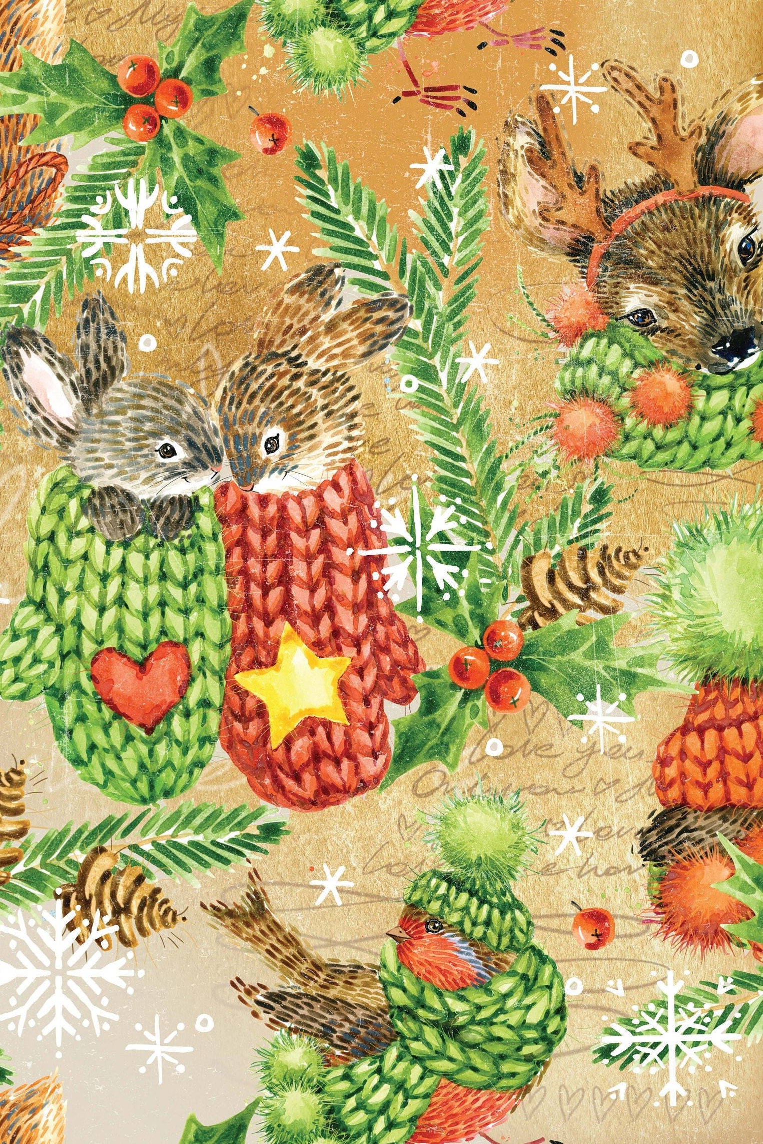 Merry Christmas - Decorative Christmas Paper - Decoupage for Furniture - Large Size Options