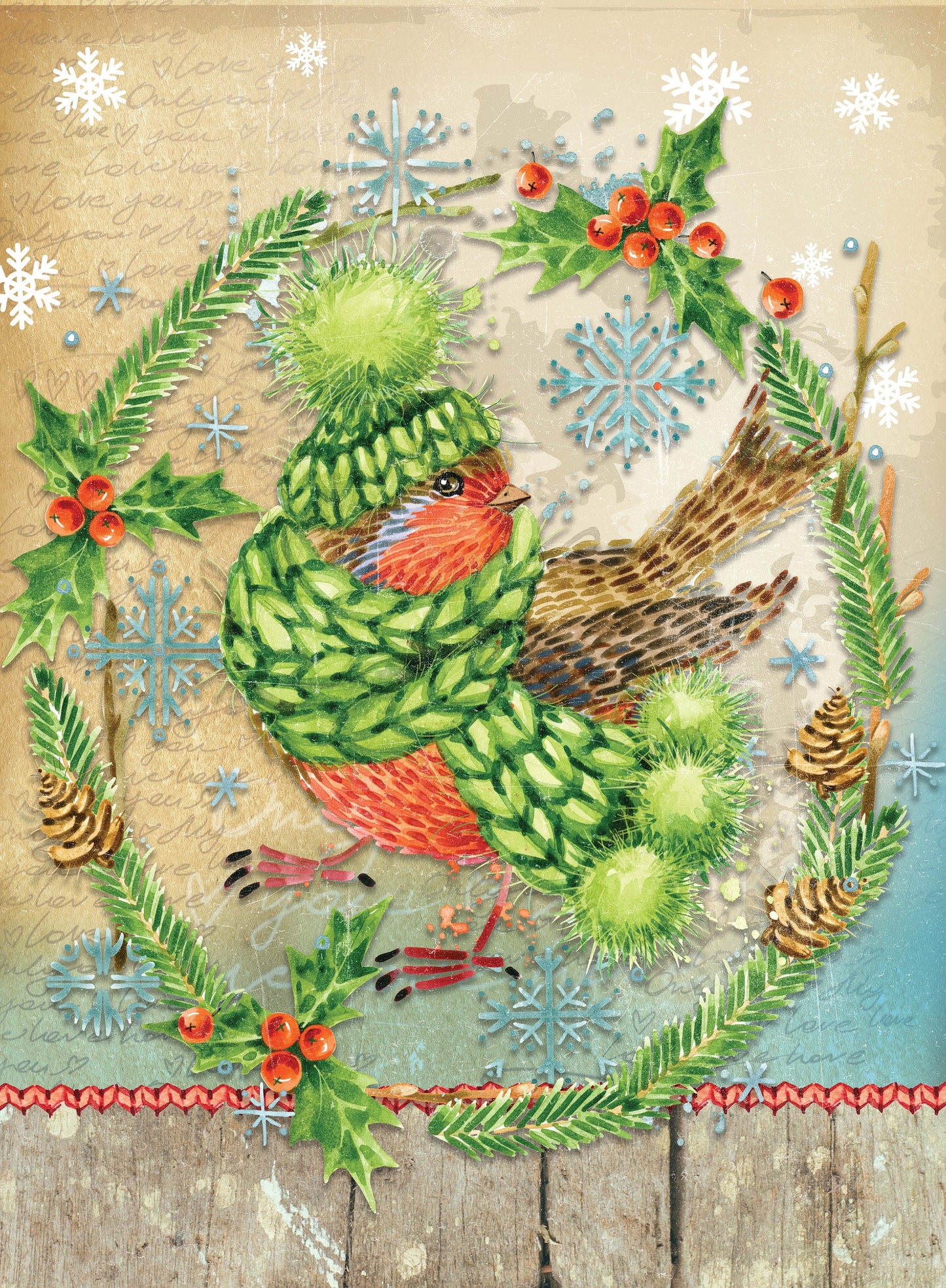 christmas bird rice paper