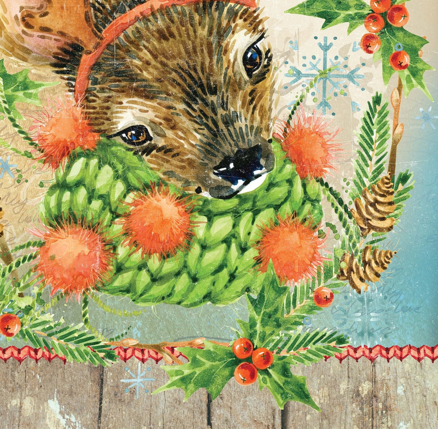 Lovely Baby Deer- Merry Christmas - Decorative Christmas Paper - Decoupage for Furniture - Large Size Rice Paper for Decoupage