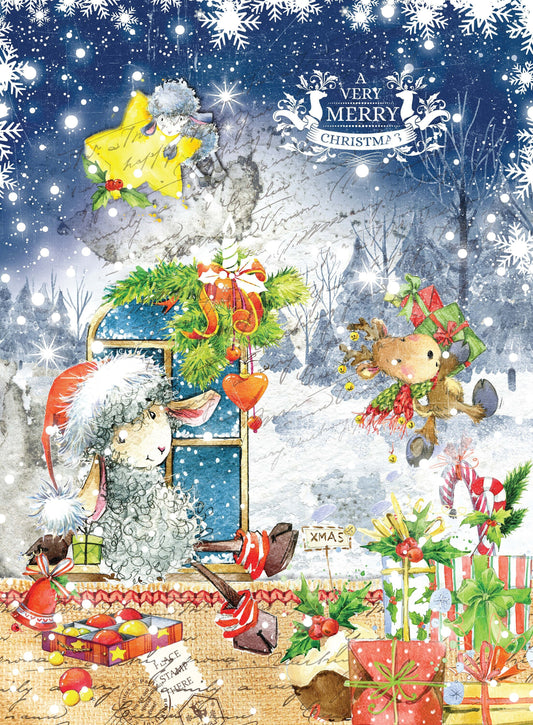 Vintage Merry Christmas - Decorative Christmas Paper - Decoupage for Furniture - Large Size Rice Paper for Decoupage