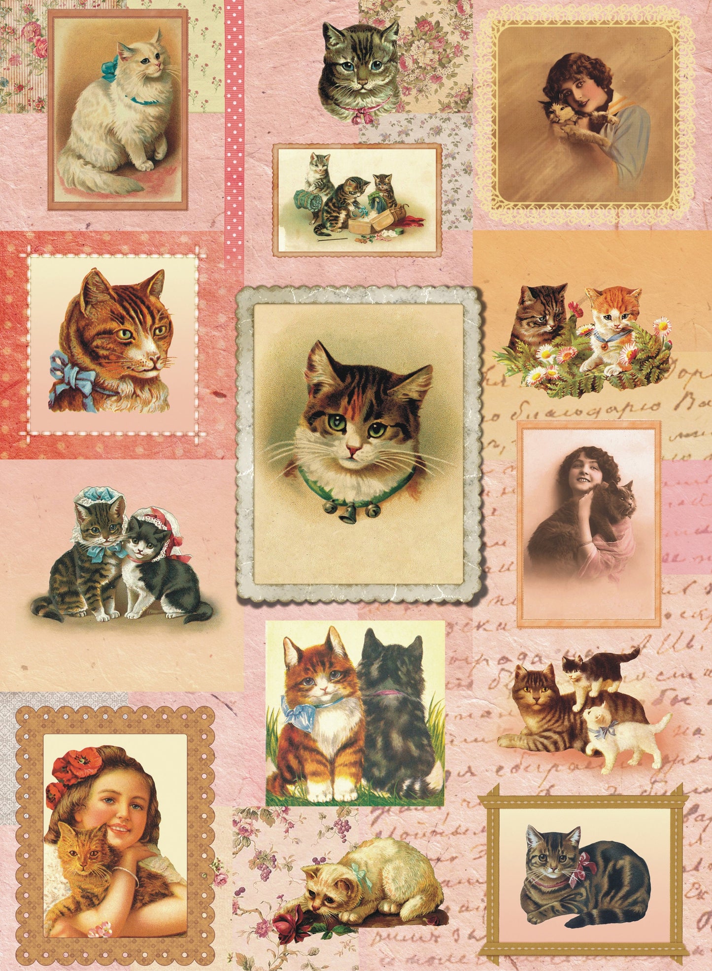 vintage cat decoupage