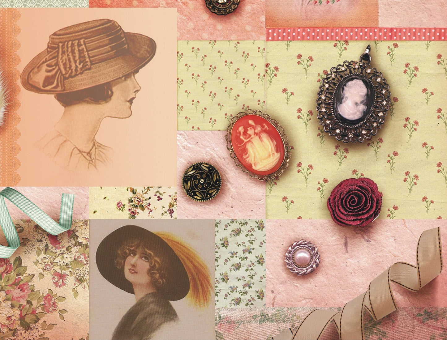 Women with Hat - Vintage Decoupage Art - Rice Paper - Decoupage for Furniture - Large Size Rice Paper for Decoupage