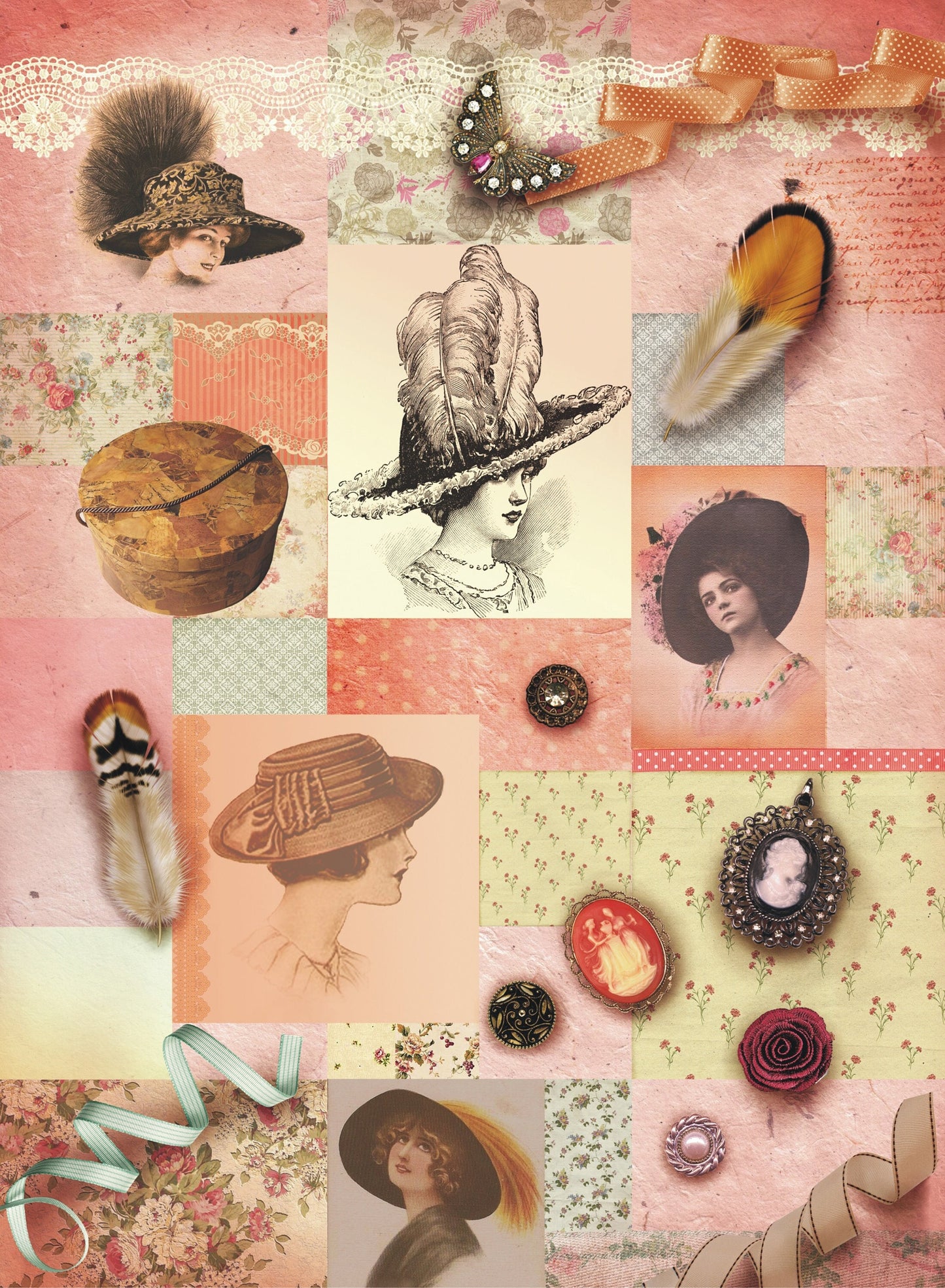 Women with Hat - Vintage Decoupage Art - Rice Paper - Decoupage for Furniture - Large Size Rice Paper for Decoupage