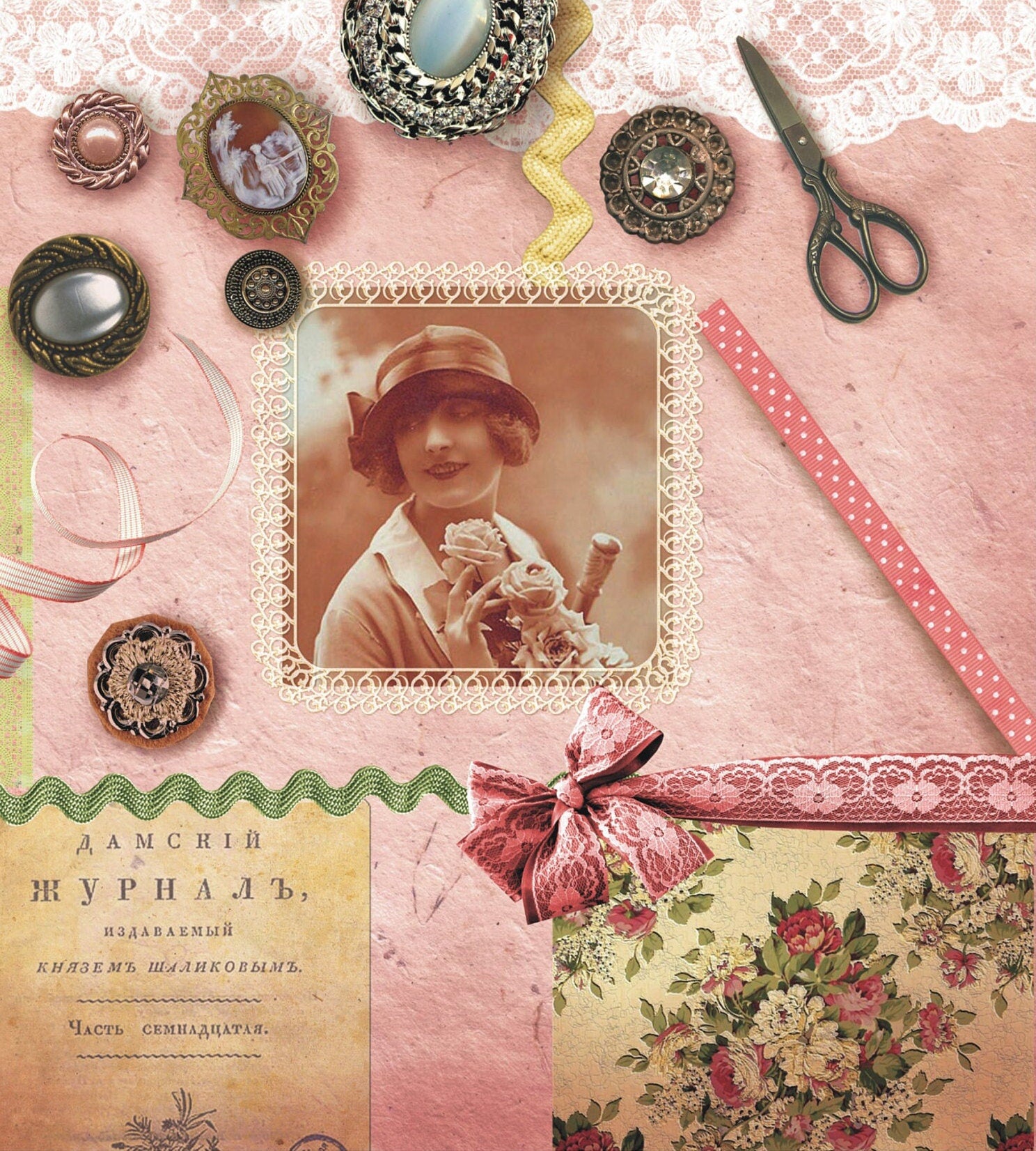 Women with Hat - Vintage Decoupage Art - Rice Paper - Decoupage for Furniture - Large Size Rice Paper for Decoupage