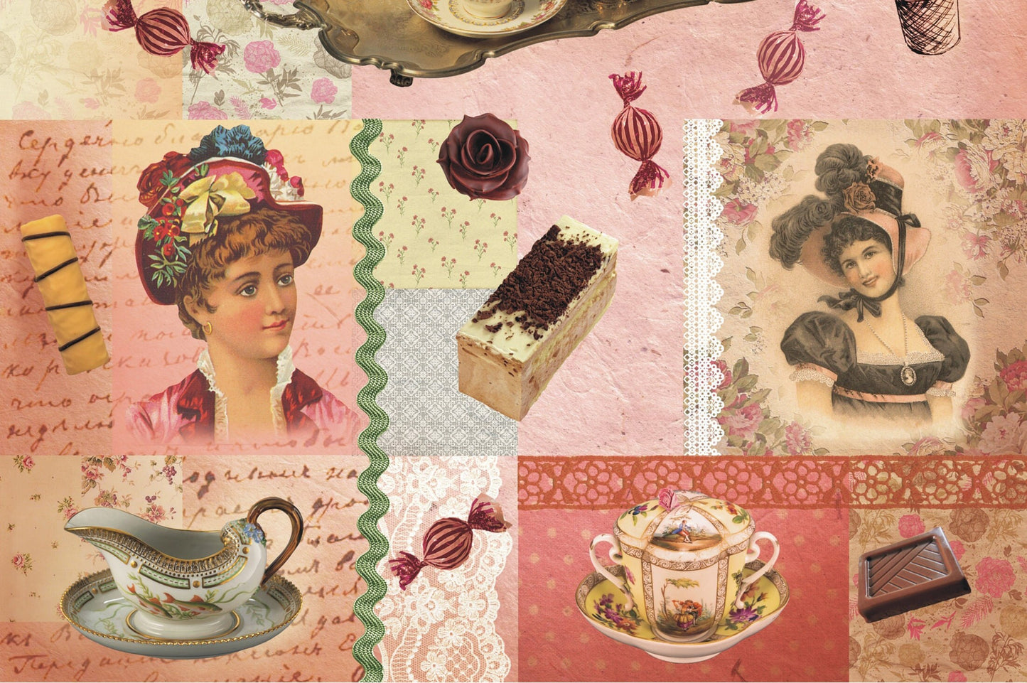 Tea Time - Vintage Decoupage Art - Rice Paper - Decoupage for Furniture - Large Size Rice Paper for Decoupage