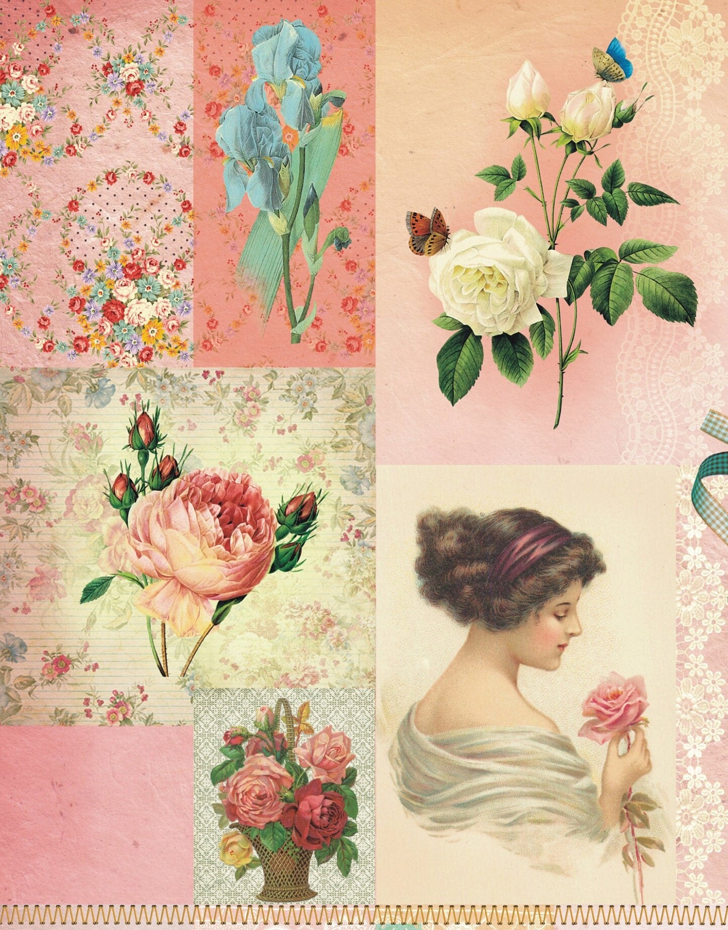 Roses Vintage Decoupage Paper – Furniture Art, Large Rice Paper