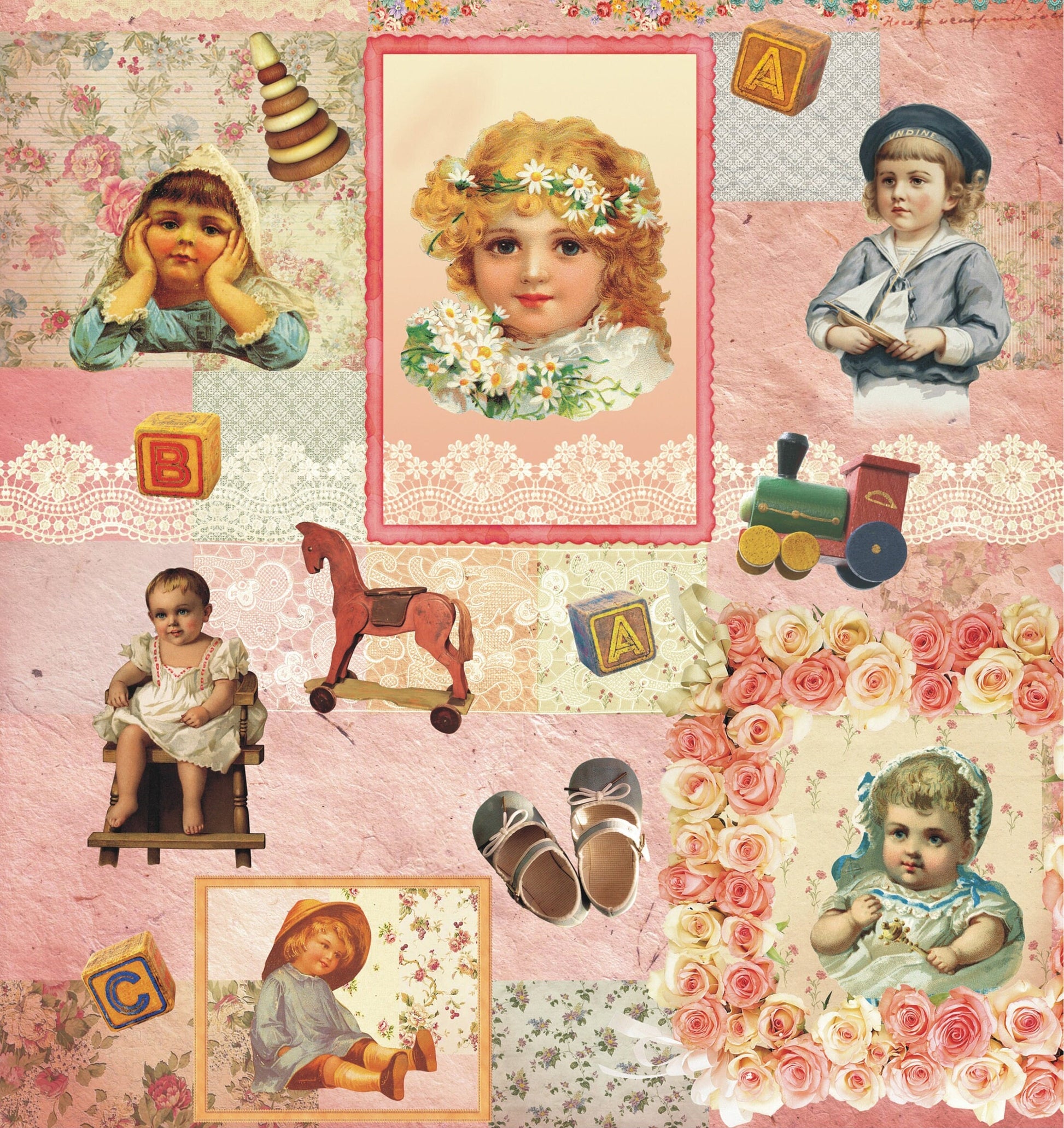 Little Girl - Vintage Decoupage Art - Rice Paper - Decoupage for Furniture - Large Size Rice Paper for Decoupage