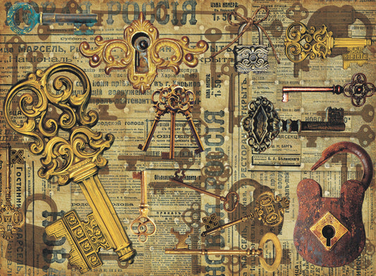 Keys - Vintage Decoupage Art - Rice Paper - Decoupage for Furniture - Large Size Rice Paper for Decoupage