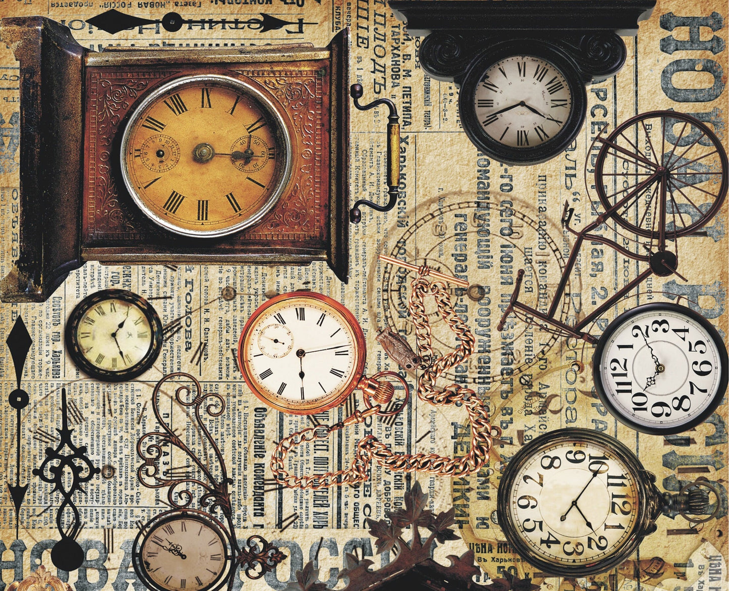 Old Clocks - Vintage Decoupage Art - Rice Paper - Decoupage for Furniture - Large Size Rice Paper for Decoupage