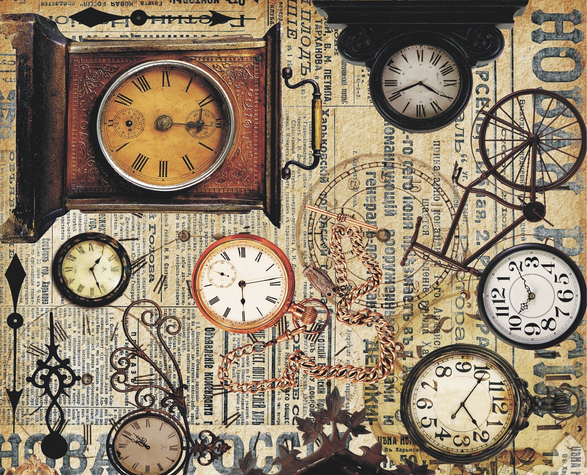 Old Clocks - Vintage Decoupage Art - Rice Paper - Decoupage for Furniture - Large Size Rice Paper for Decoupage