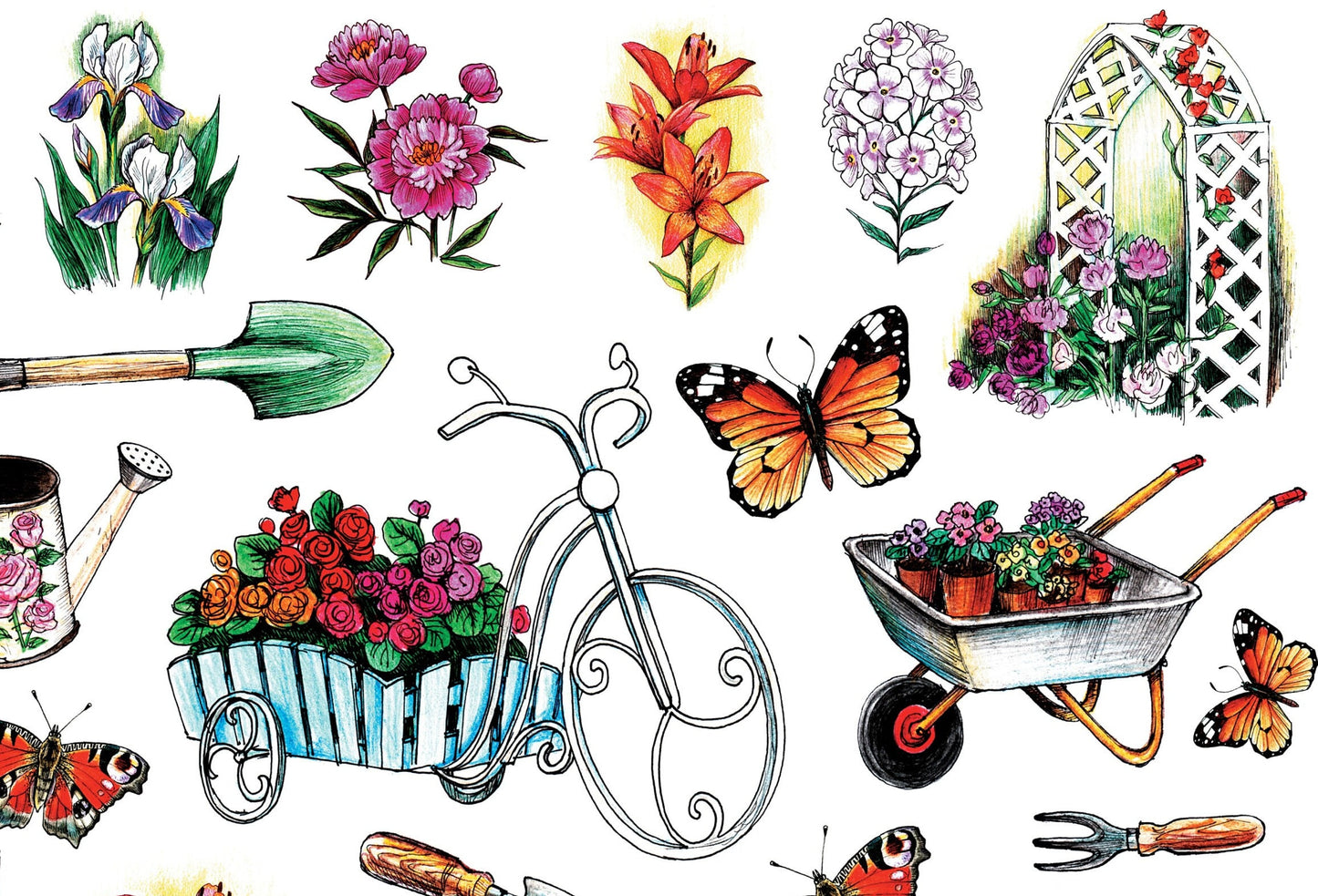 Gardening - Floral Decoupage - Vintage Decoupage Art - Rice Paper - Decoupage for Furniture - Large Size Rice Paper for Decoupage