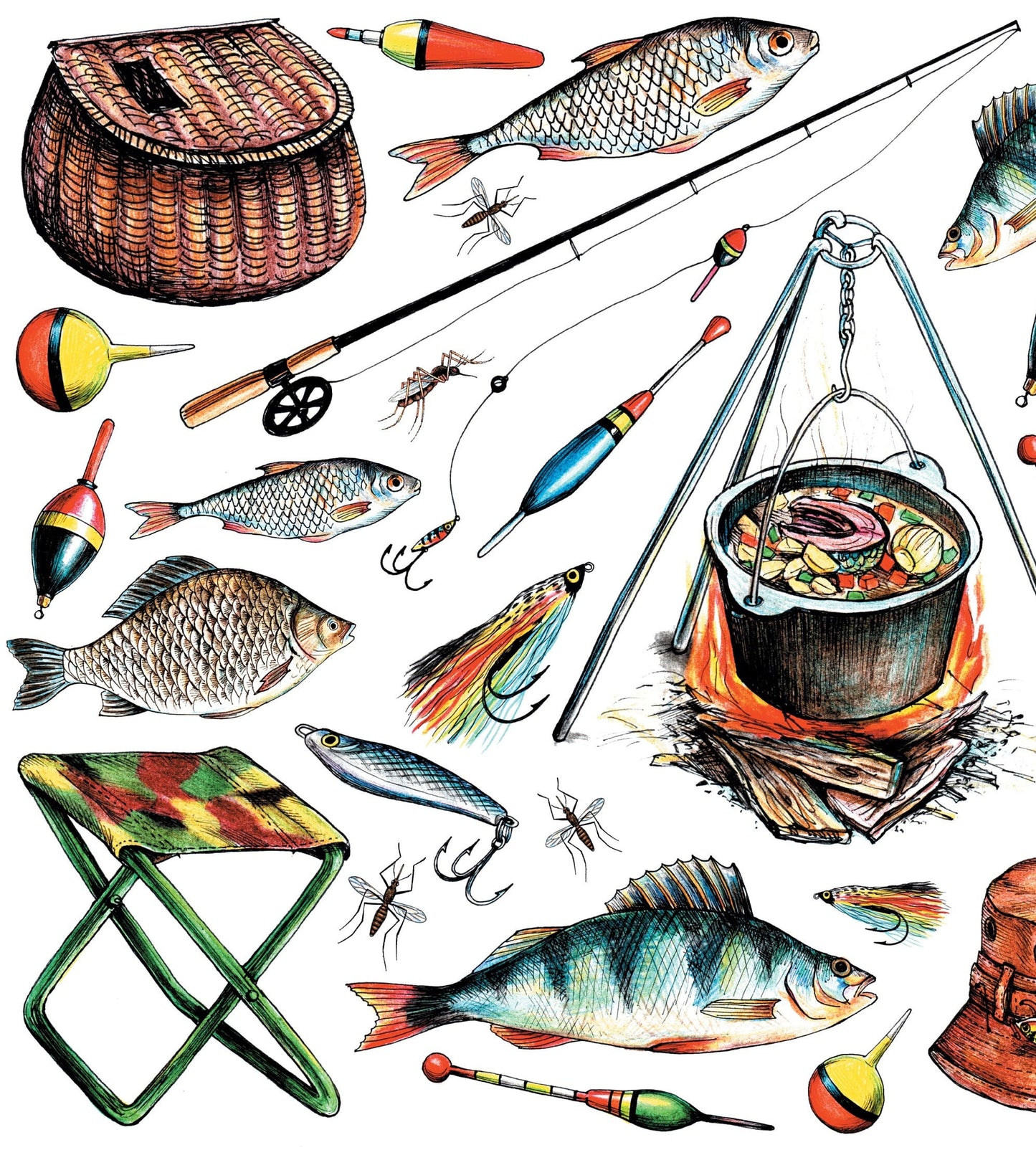Fishing - Vintage Decoupage Art - Rice Paper - Decoupage for Furniture - Large Size Rice Paper for Decoupage - Sheets