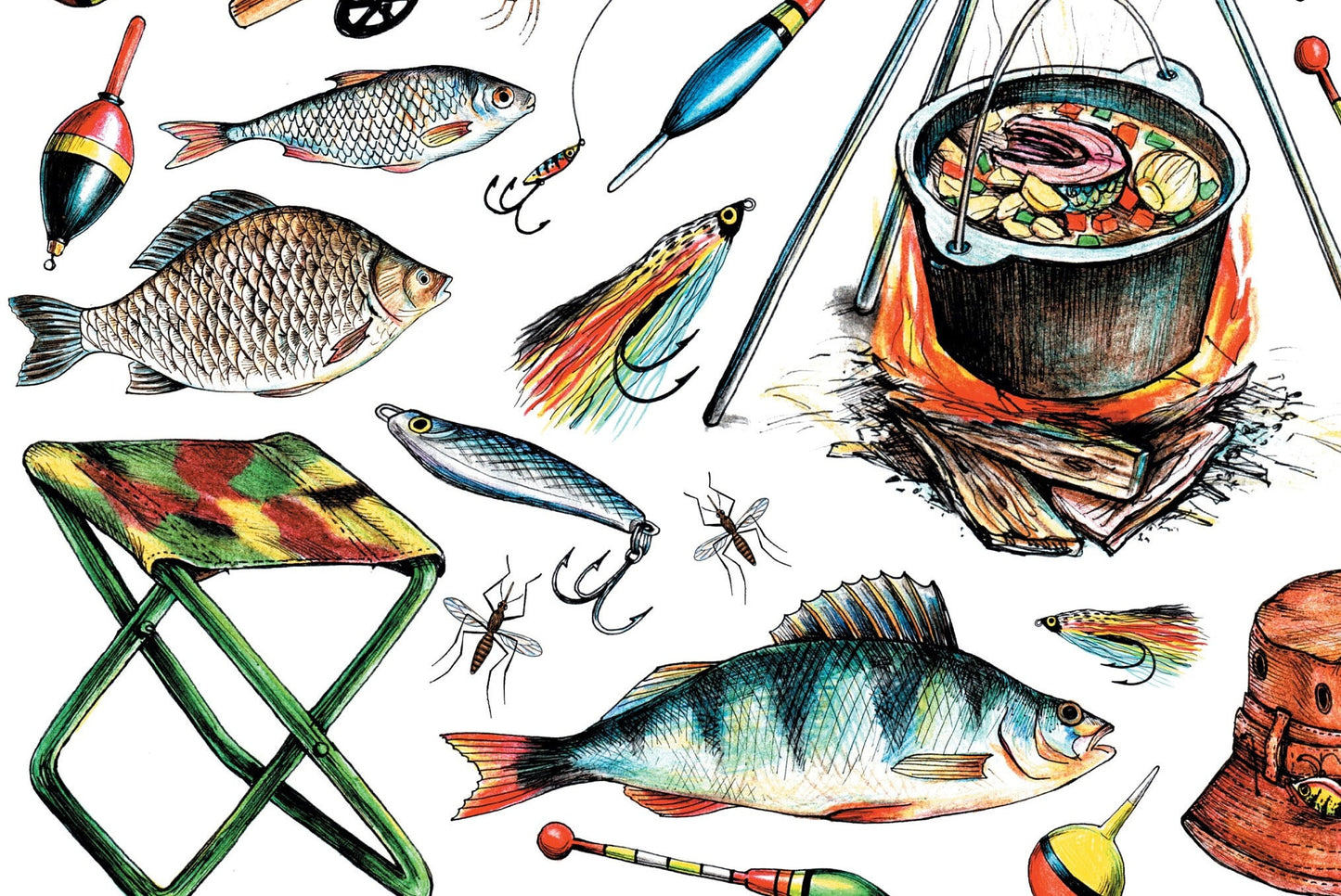 Fishing - Vintage Decoupage Art - Rice Paper - Decoupage for Furniture - Large Size Rice Paper for Decoupage - Sheets