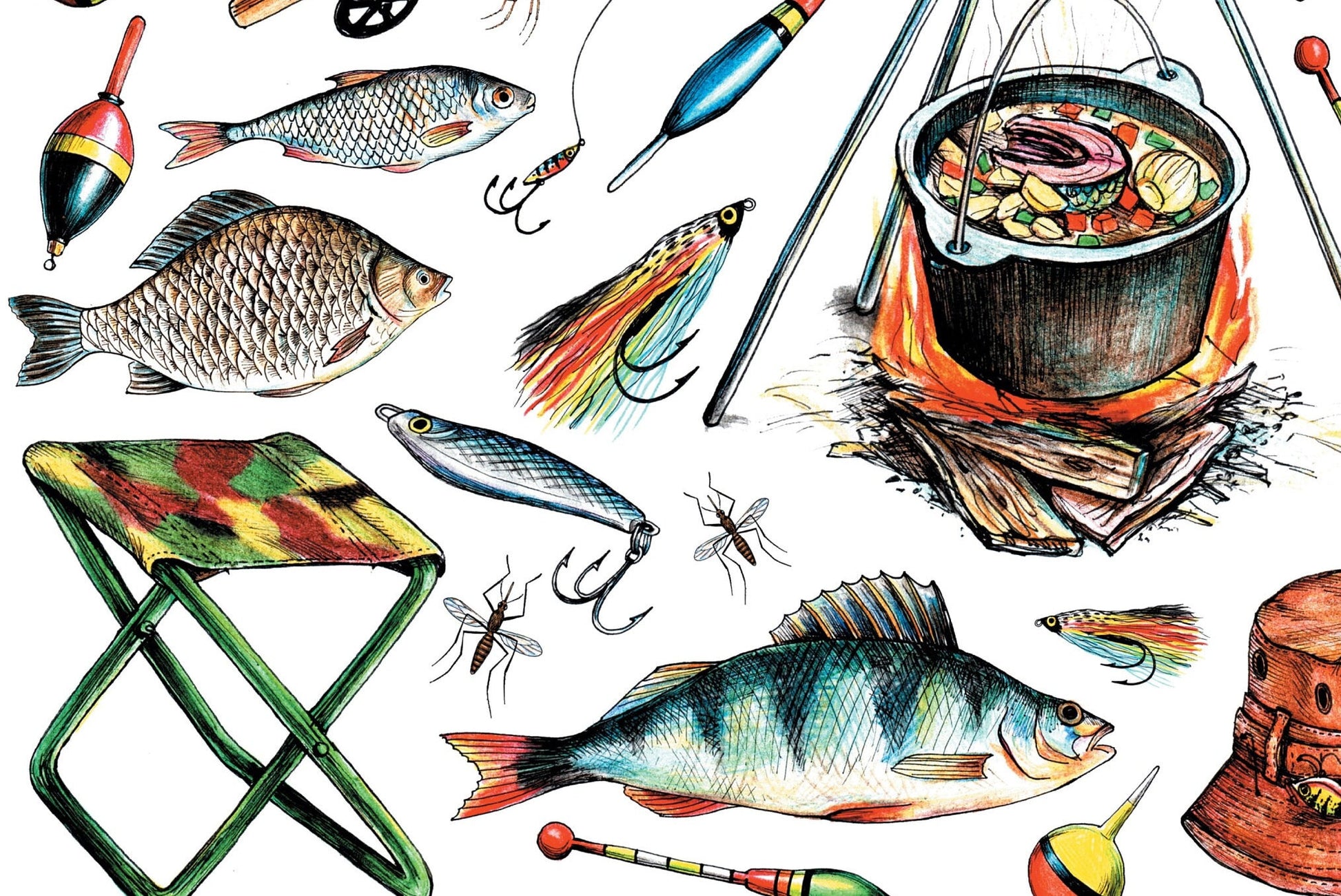 Fishing - Vintage Decoupage Art - Rice Paper - Decoupage for Furniture - Large Size Rice Paper for Decoupage - Sheets