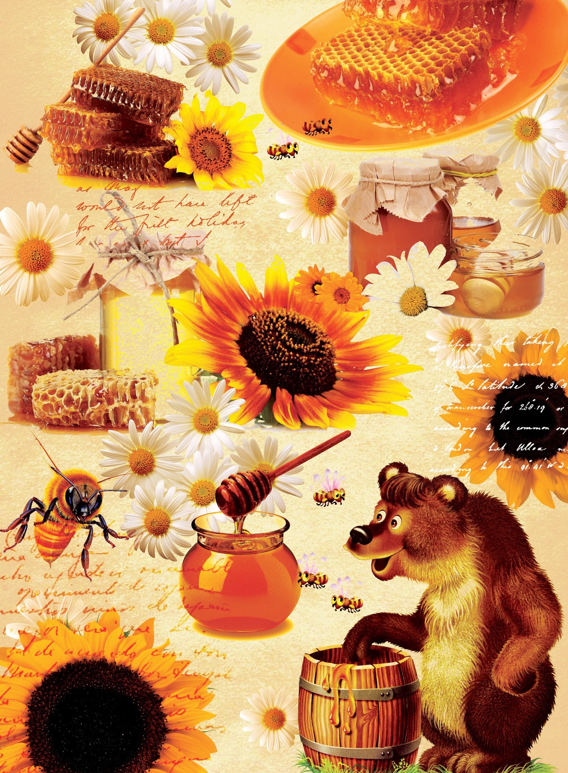 Honey Bear - Vintage Decoupage Art - Rice Paper - Decoupage for Furniture - Large Size Rice Paper for Decoupage - Sheets