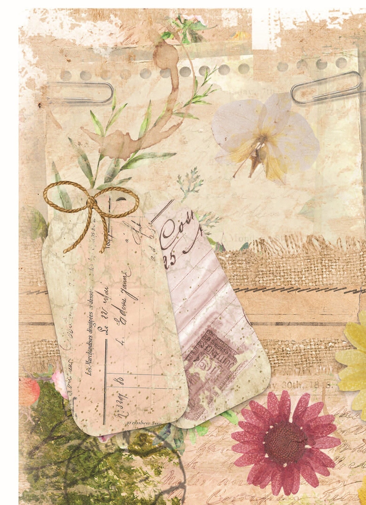 Yellow and Red Flowers - Floral Decoupage - Decoupage Art - Large Size Rice Paper for Decoupage - Decoupage Crafts