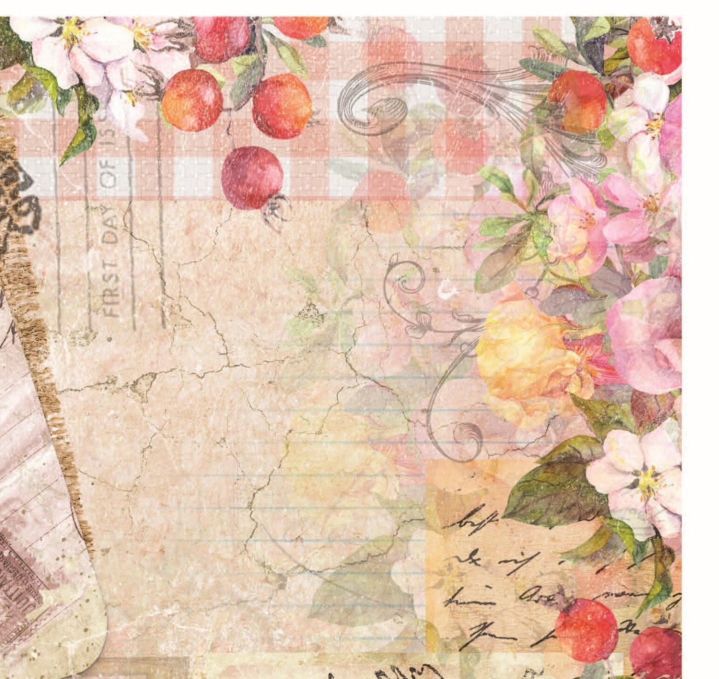 Pink Vintage Floral Decoupage - Decoupage Art - Large Size Rice Paper for Decoupage - Decoupage Crafts