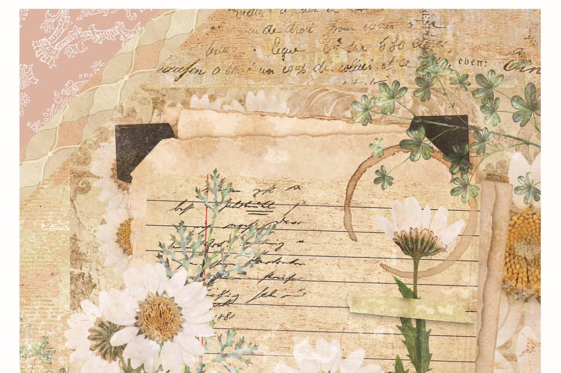 White Daisy Vintage Floral Decoupage - Decoupage Art - Large Size Rice Paper for Decoupage - Decoupage Crafts