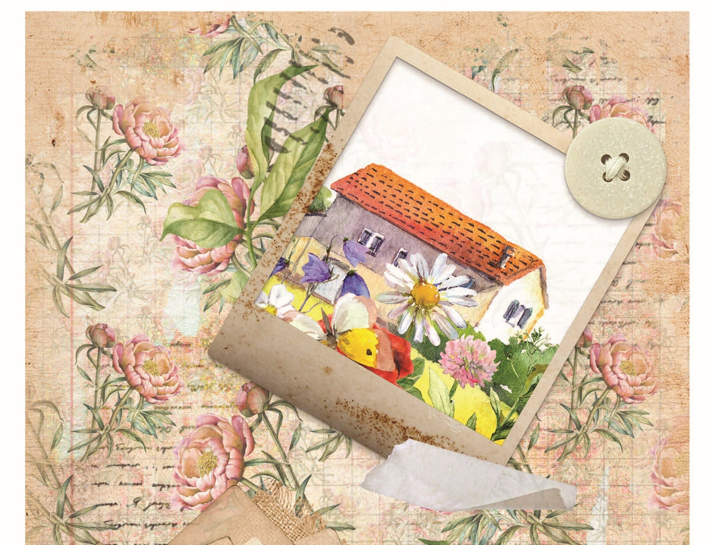 Vintage Floral Decoupage - Decoupage Art - Large Size Rice Paper for Decoupage - Decoupage Crafts