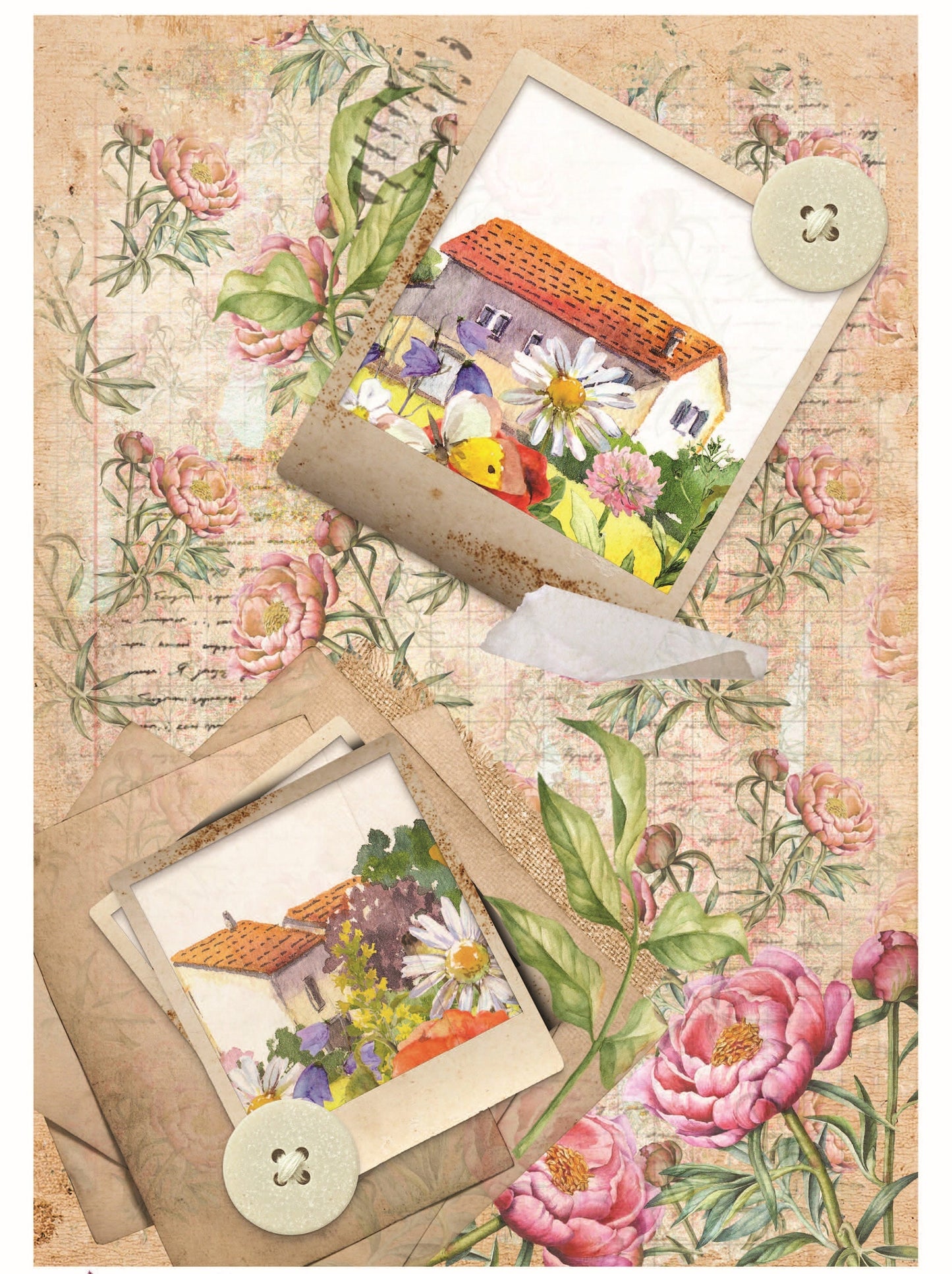 Vintage Floral Decoupage - Decoupage Art - Large Size Rice Paper for Decoupage - Decoupage Crafts
