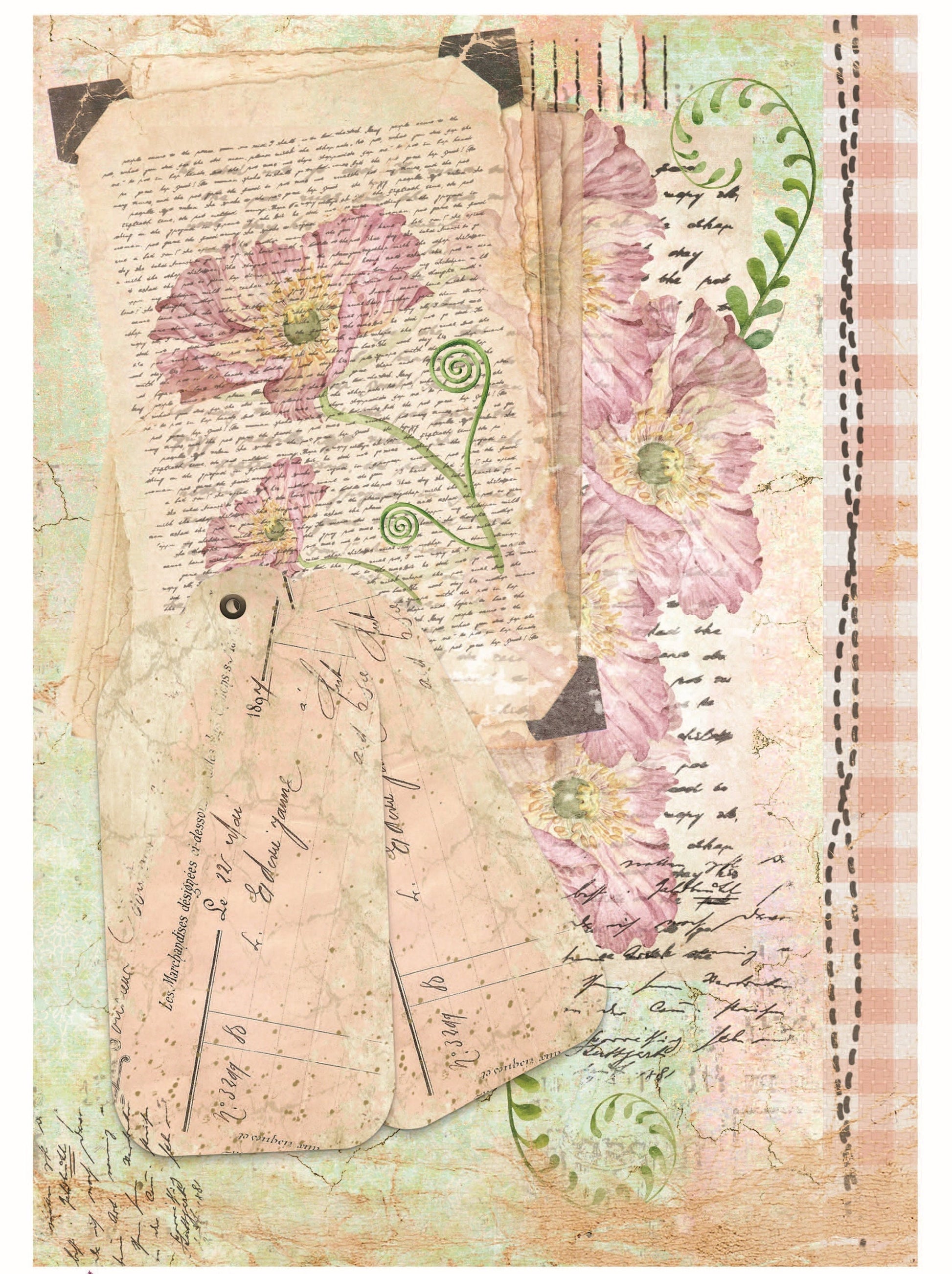 Vintage Floral Decoupage - Decoupage Art - Large Size Rice Paper for Decoupage - Decoupage Crafts