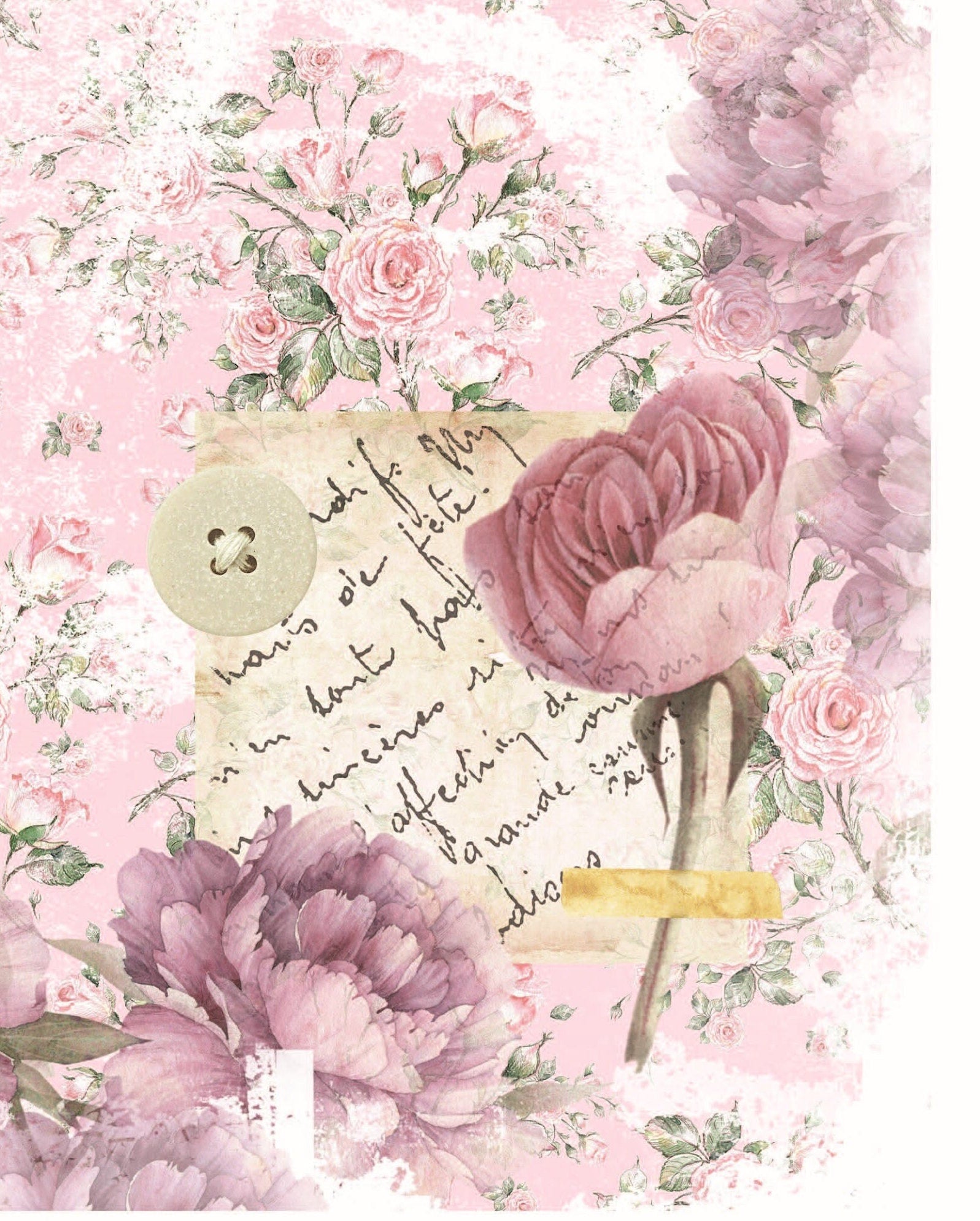 Vintage Floral Decoupage - Decoupage Art - Large Size Rice Paper for Decoupage - Decoupage Crafts