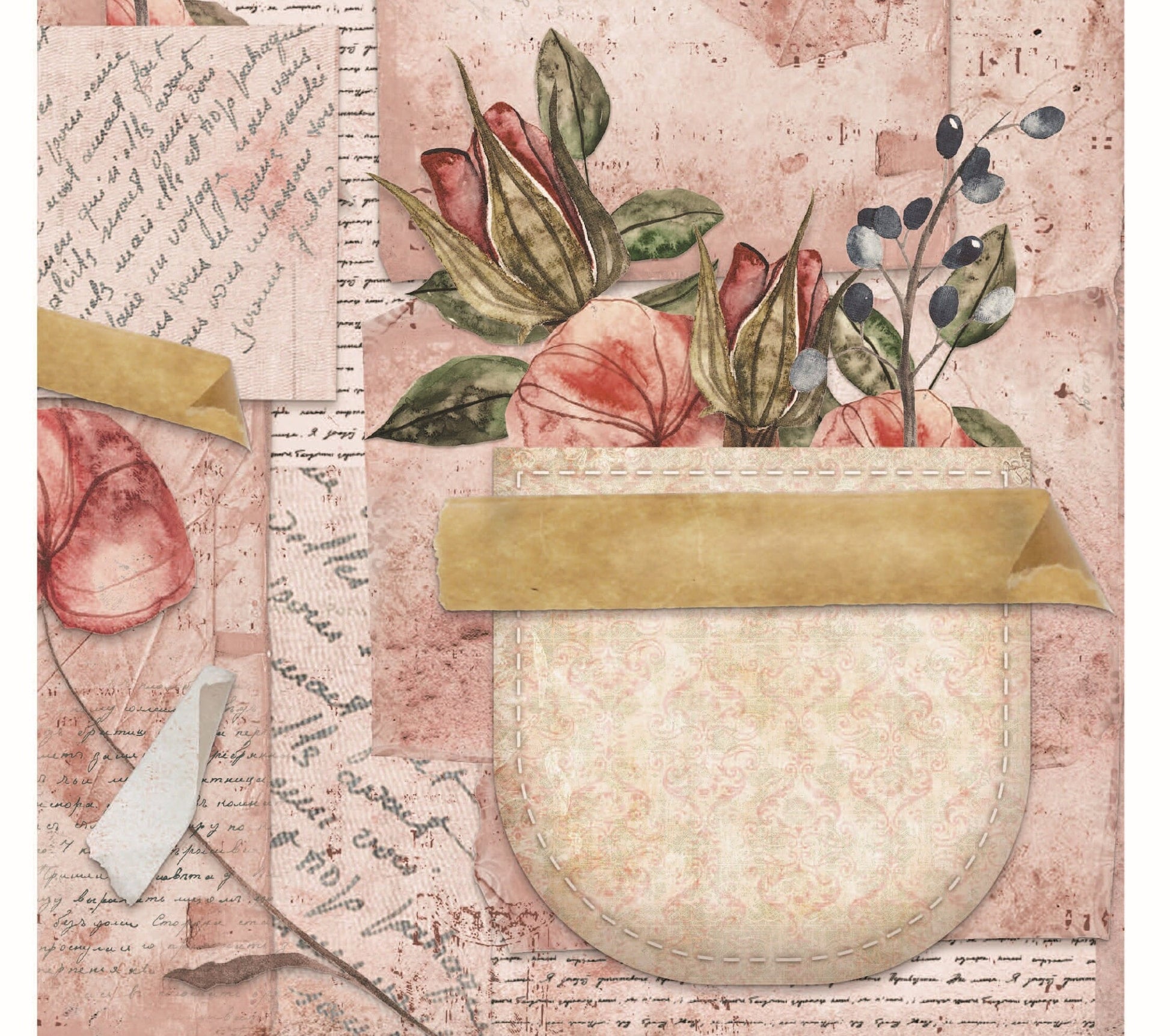 Red Flowers Vintage Decoupage - Decoupage Art - Large Size Rice Paper for Decoupage - Decoupage Crafts -