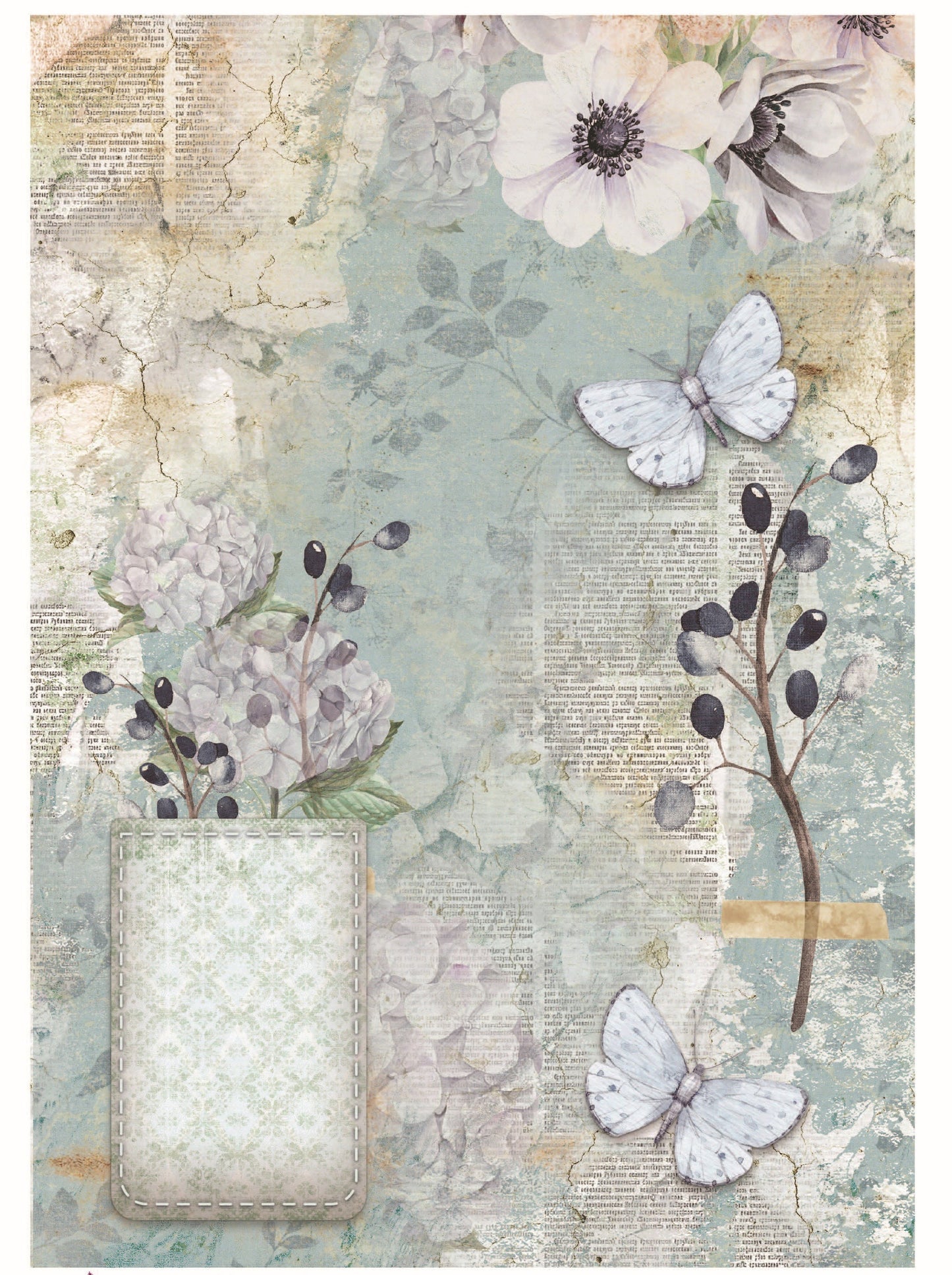 Butterfly Floral Rice Paper – Vintage Decoupage for Furniture