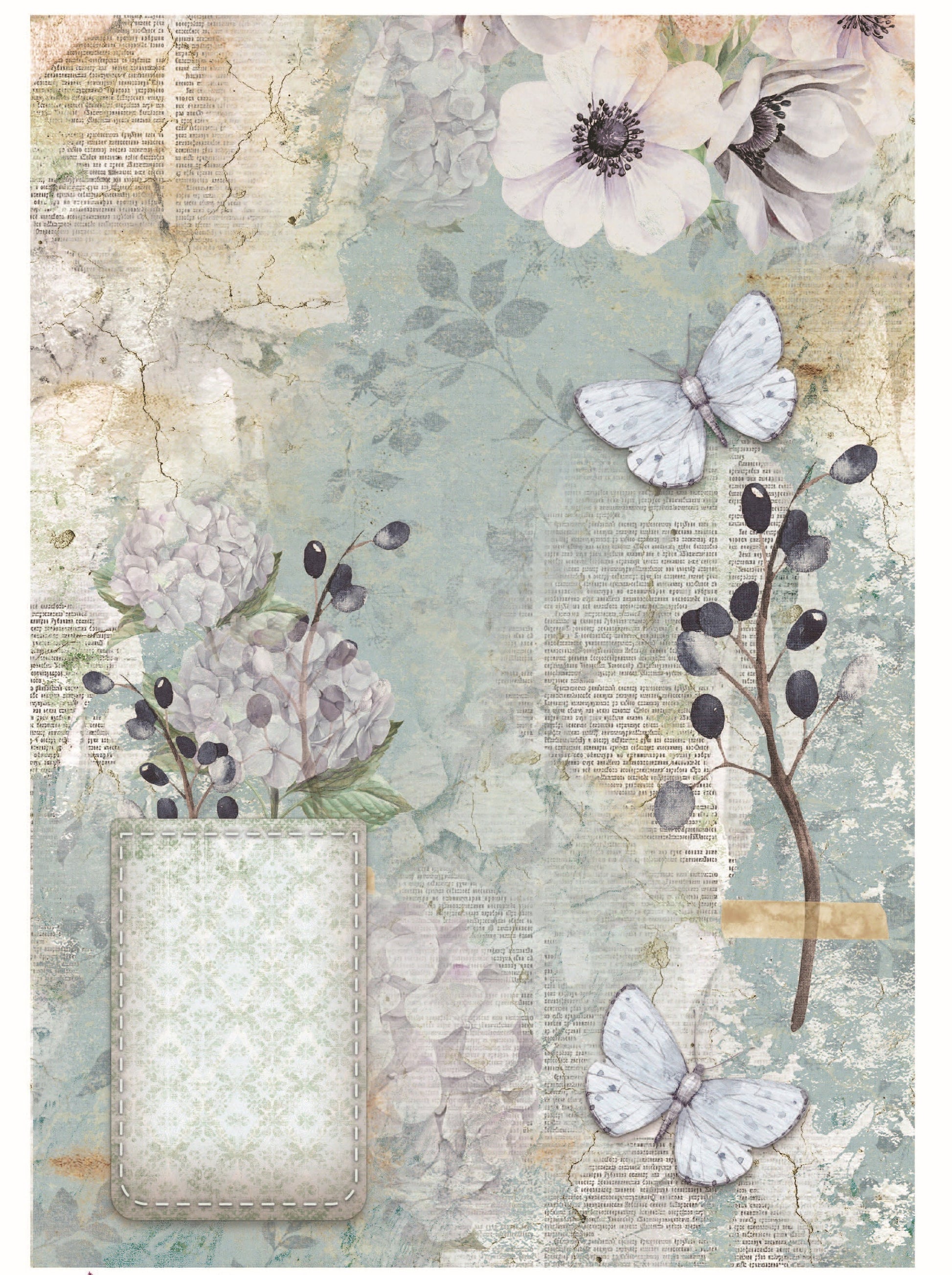 Butterfly Floral Rice Paper – Vintage Decoupage for Furniture