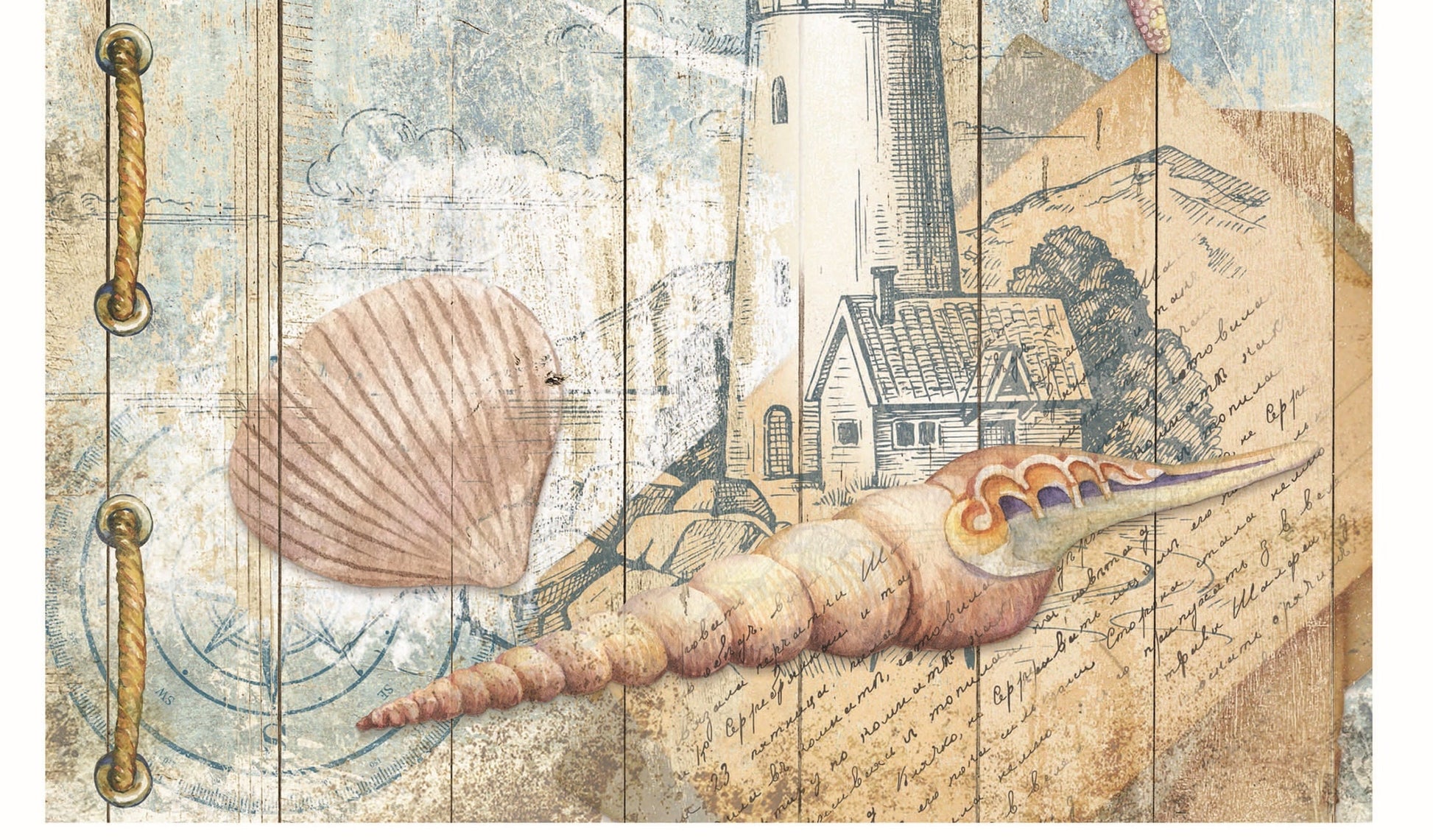 Lighthouse - Sea Star - Decorative Paper - Decoupage Art - Large Size Rice Paper for Decoupage - Decoupage Crafts