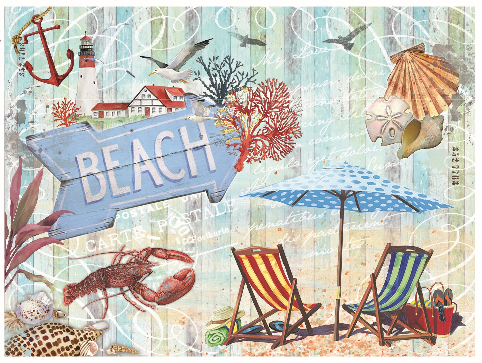 Beach Life - Lobster - Decorative Paper - Decoupage Art - Large Size Rice Paper for Decoupage - Decoupage Crafts