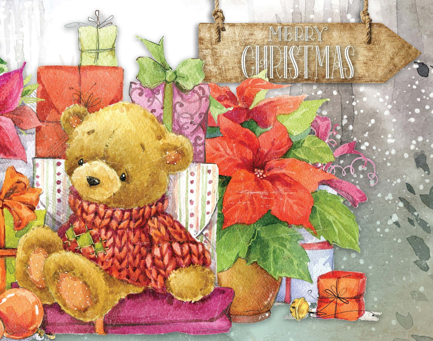 Christmas Santa Caribou - Teddy Bear - Dear Santa - Gift - Decorative Christmas Paper - Decoupage for Furniture - Large Size Options