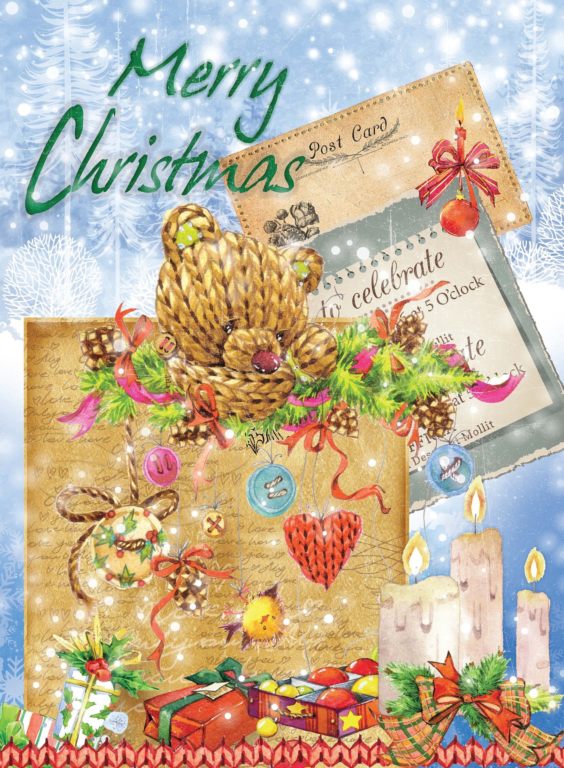 Merry Christmas - Candle - Dear Santa - Gift - Horse - Decorative Christmas Paper - Decoupage for Furniture - Large Size Options