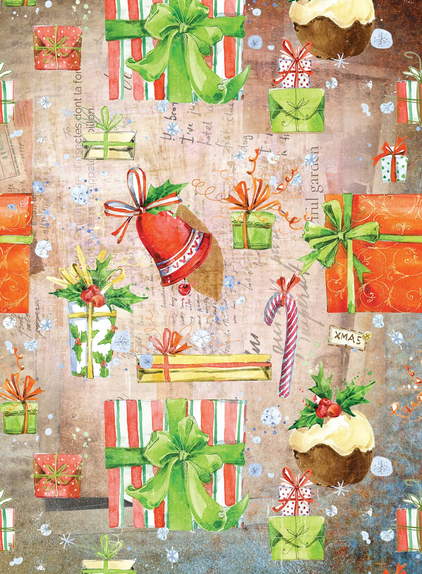 Christmas Decoupage Paper - Gifts, Bells, Candles (Large Size Options)
