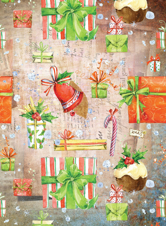 Christmas Decoupage Paper - Gifts, Bells, Candles (Large Size Options)