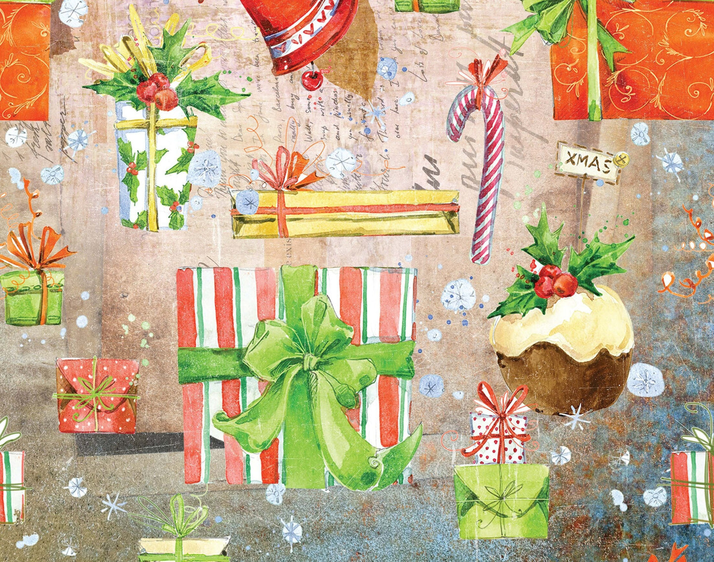 Christmas Decoupage Paper - Gifts, Bells, Candles (Large Size Options)