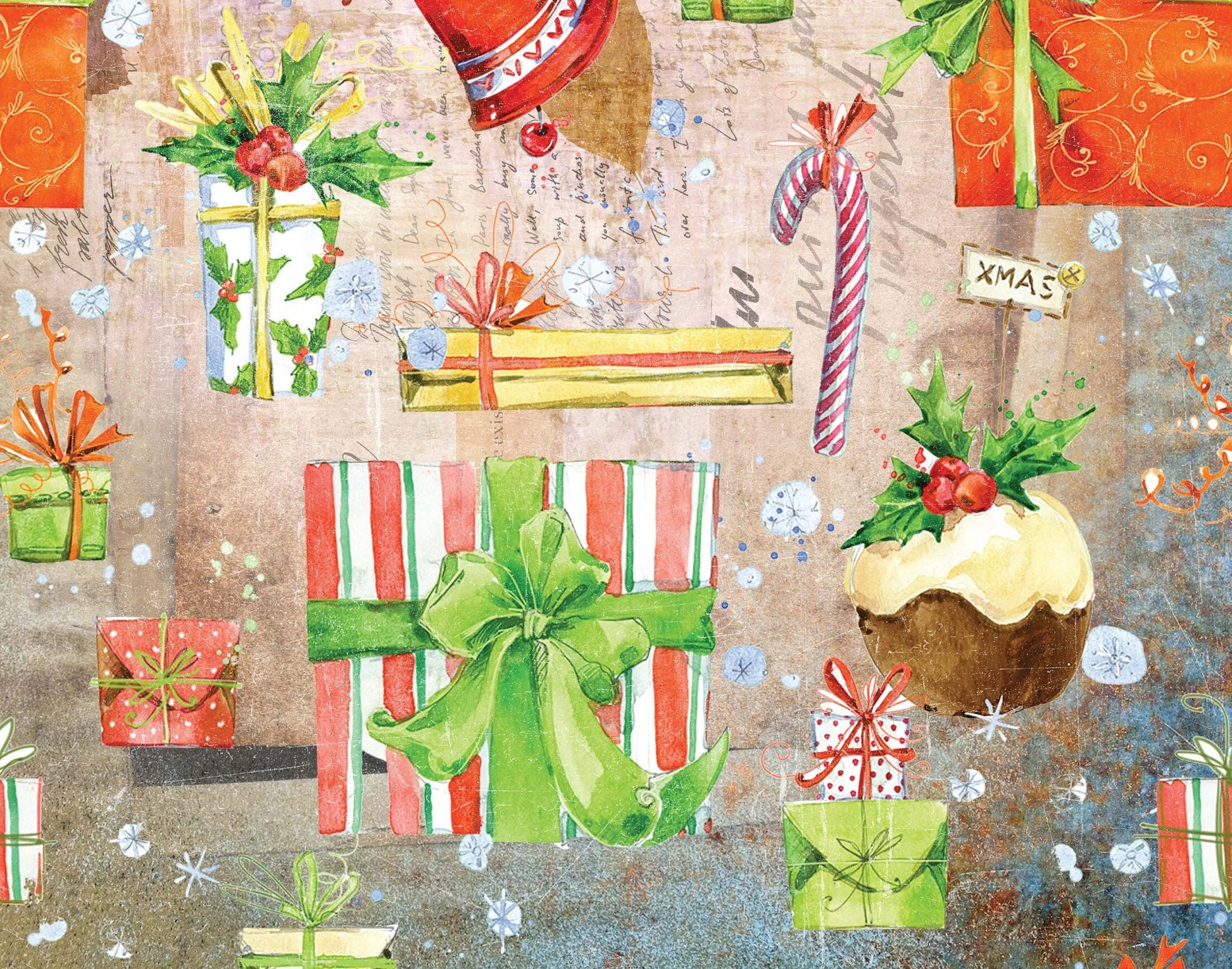 Christmas Decoupage Paper - Gifts, Bells, Candles (Large Size Options)