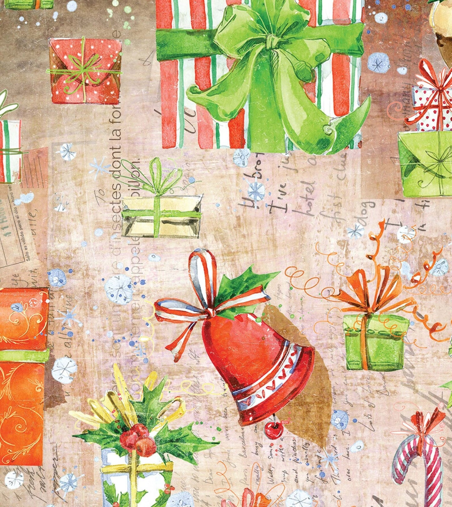 Christmas Decoupage Paper - Gifts, Bells, Candles (Large Size Options)
